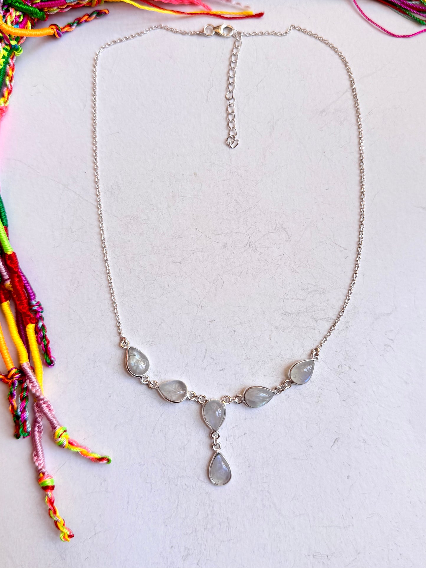 Collana argento 925 pietra di luna arcobaleno