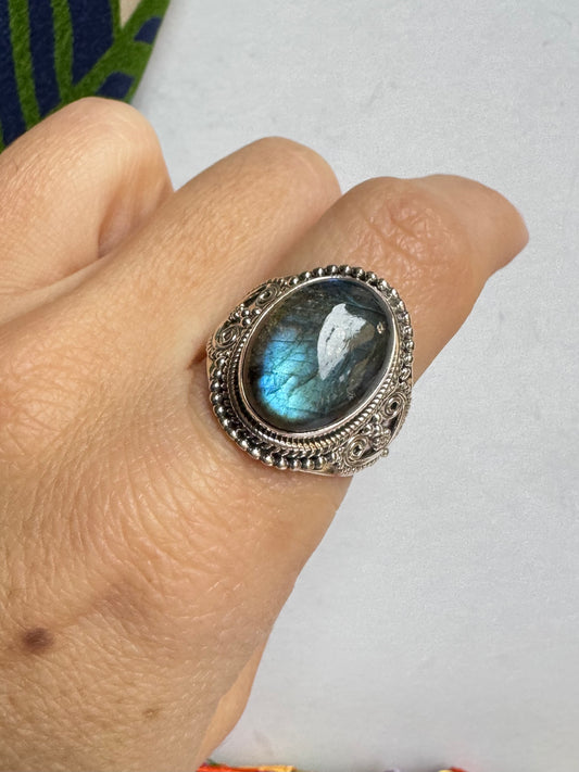 Anello argento 925 labradorite misura 21/22 - 39SZ