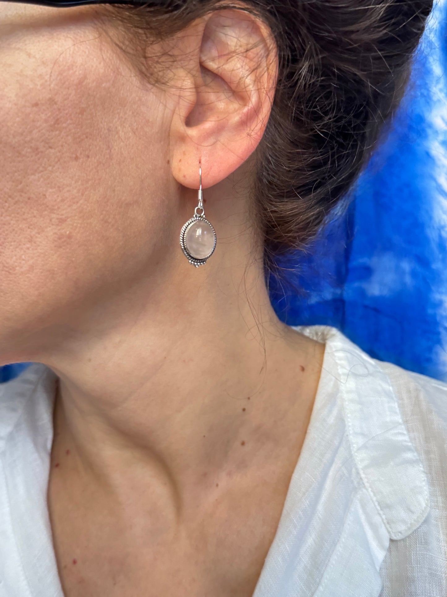 Orecchini argento 925 quarzo rosa A21