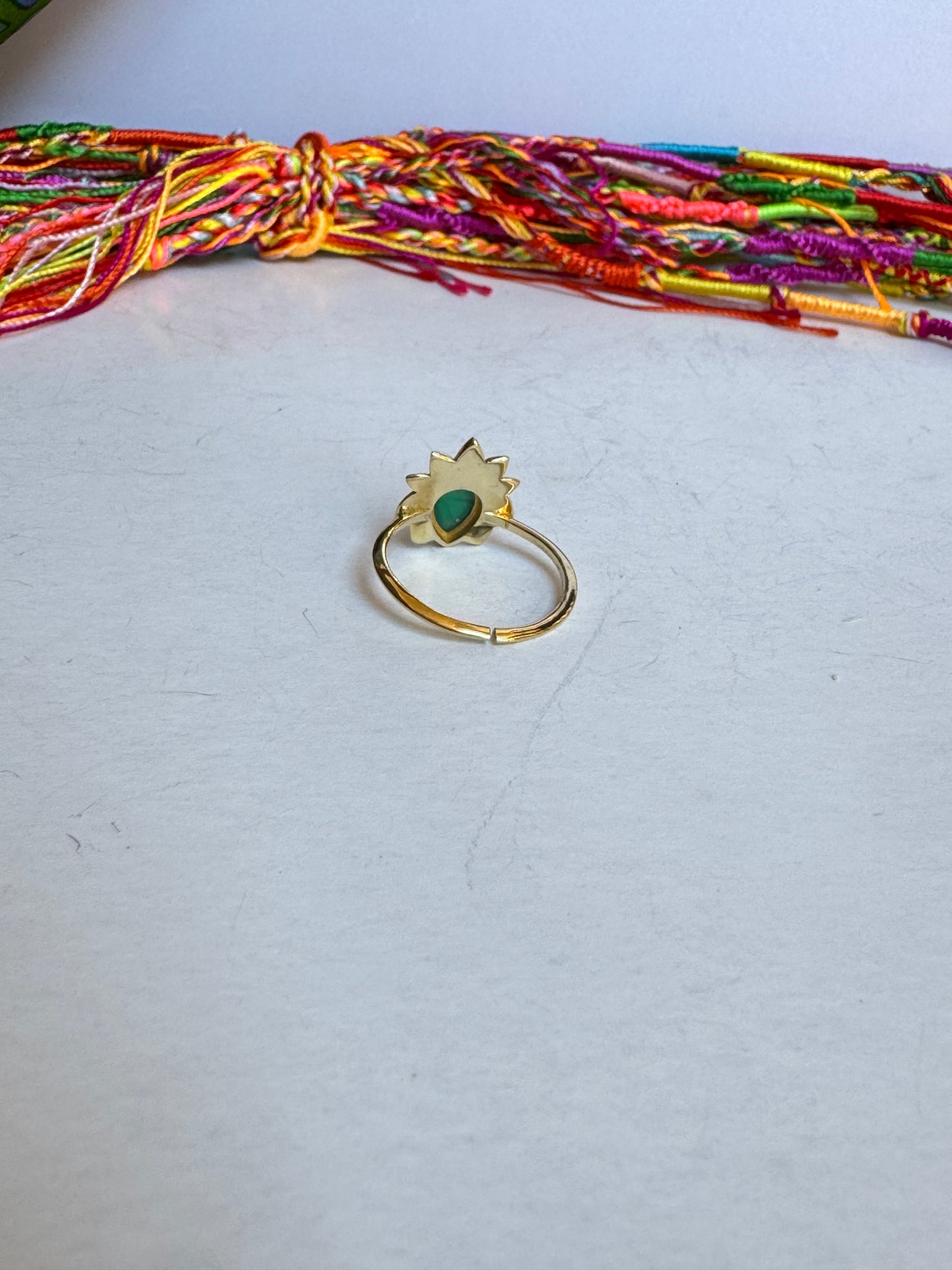 Anello boho dorato verde