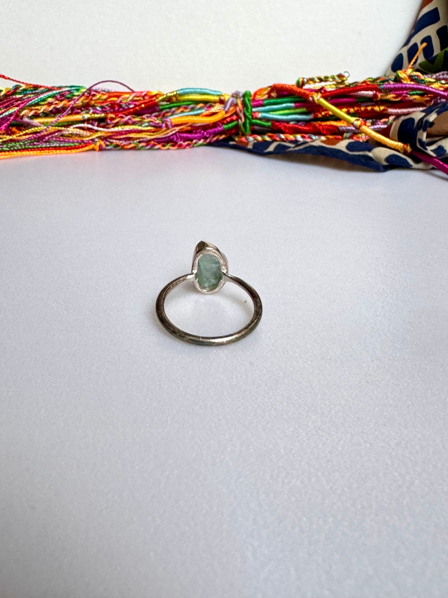 Anello argento 925 acquamarina grezza misura 14/15 - 4AQ