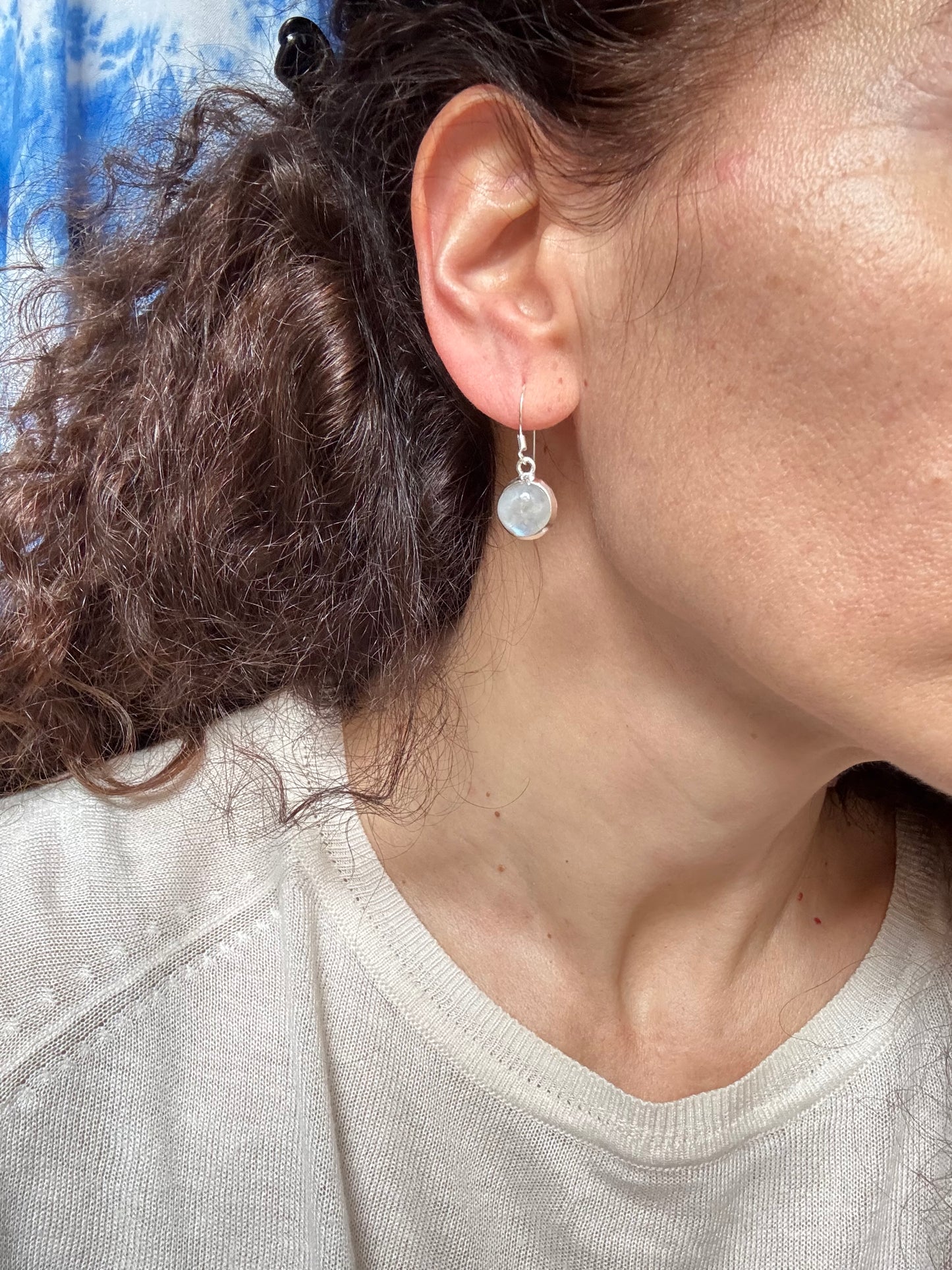 Orecchini argento 925 pietra di luna arcobaleno R5