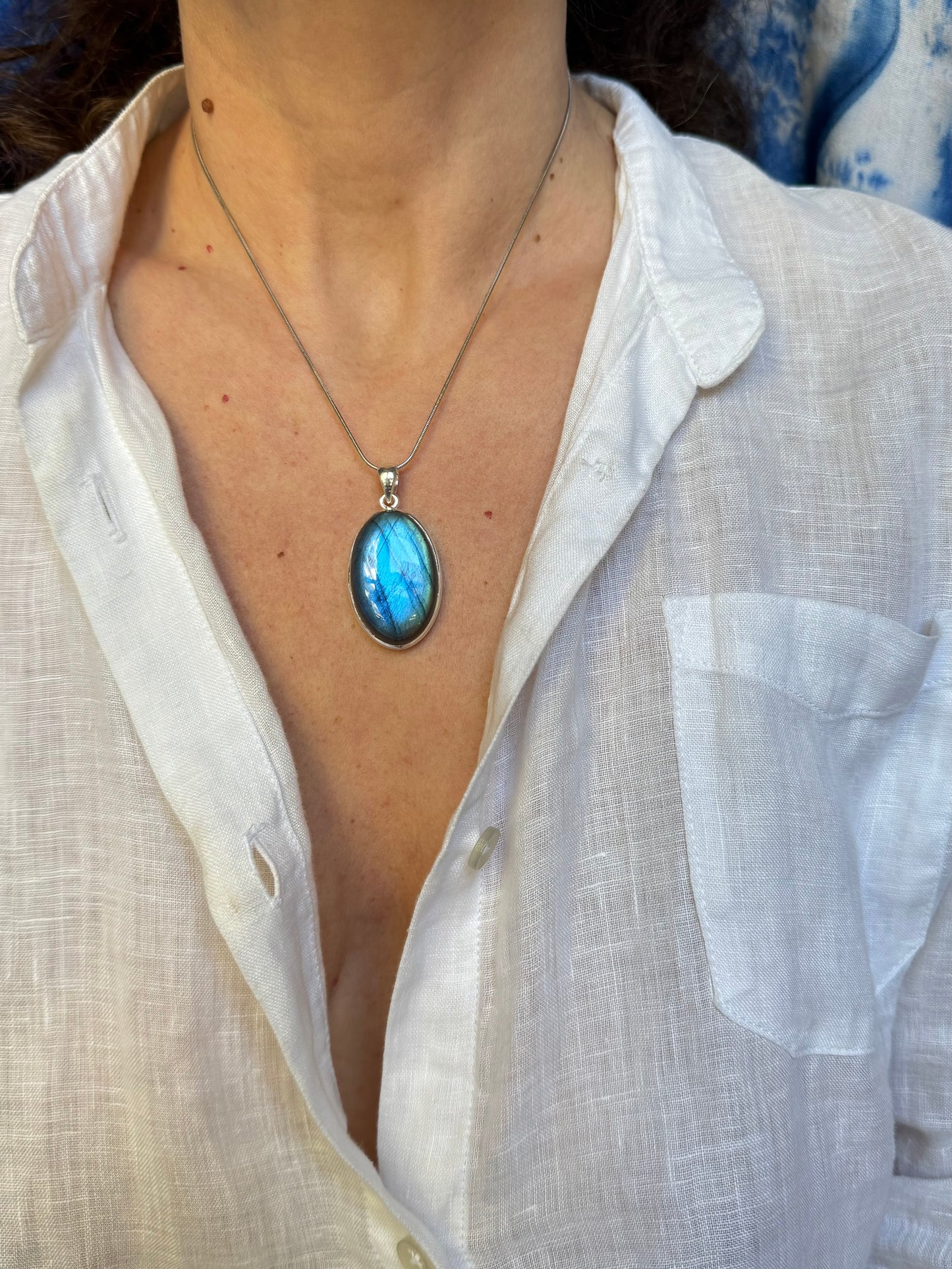 Ciondolo pendente argento 925 labradorite 11K
