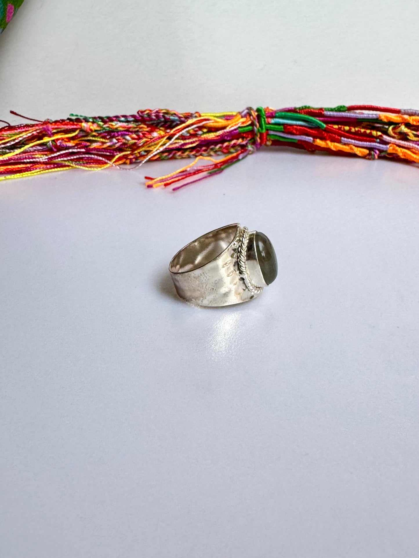 Anello argento 925 labradorite misura 19/20 - 25SZ