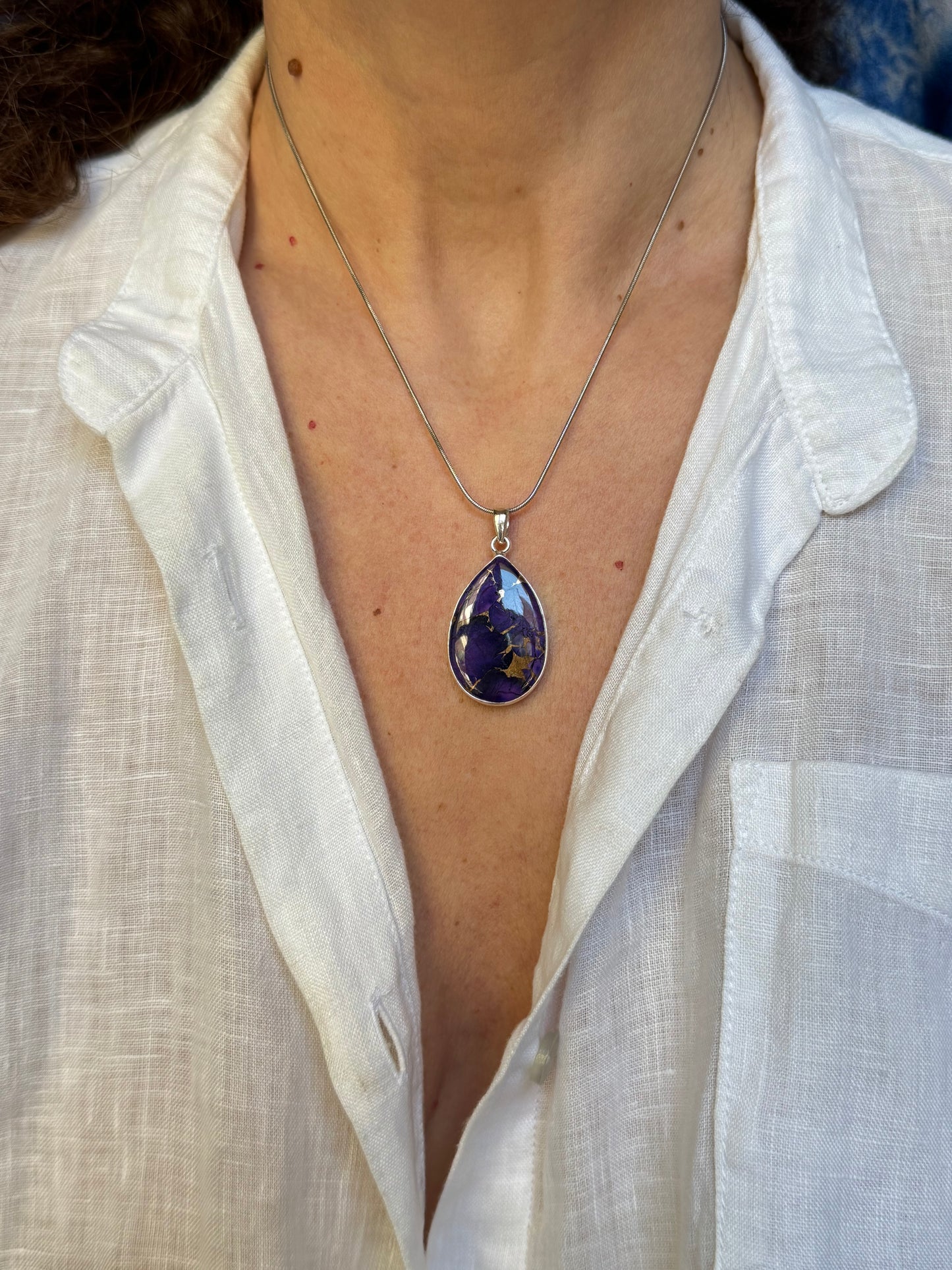 Ciondolo pendente argento 925 purple copper turquoise 5K