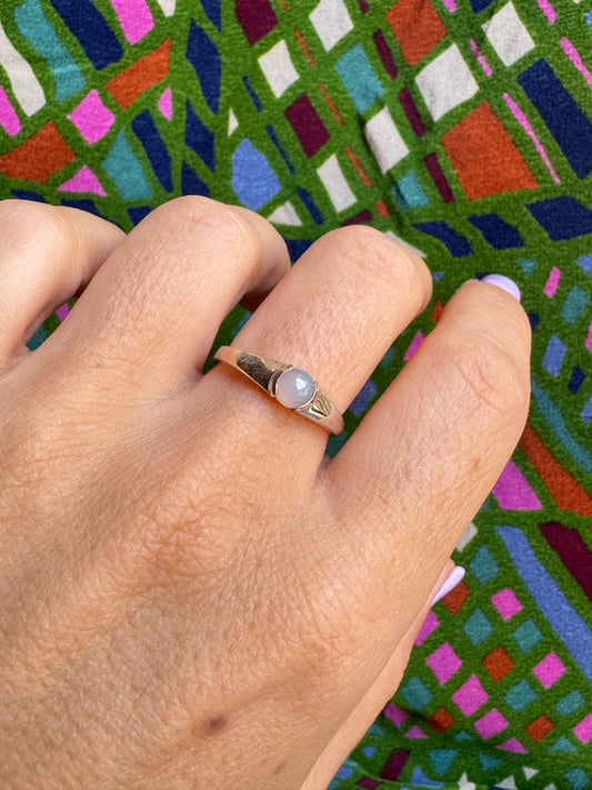 925 Silberring mit weißem Opal X16