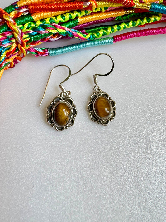 Tigerauge-Ohrringe aus 925er Silber