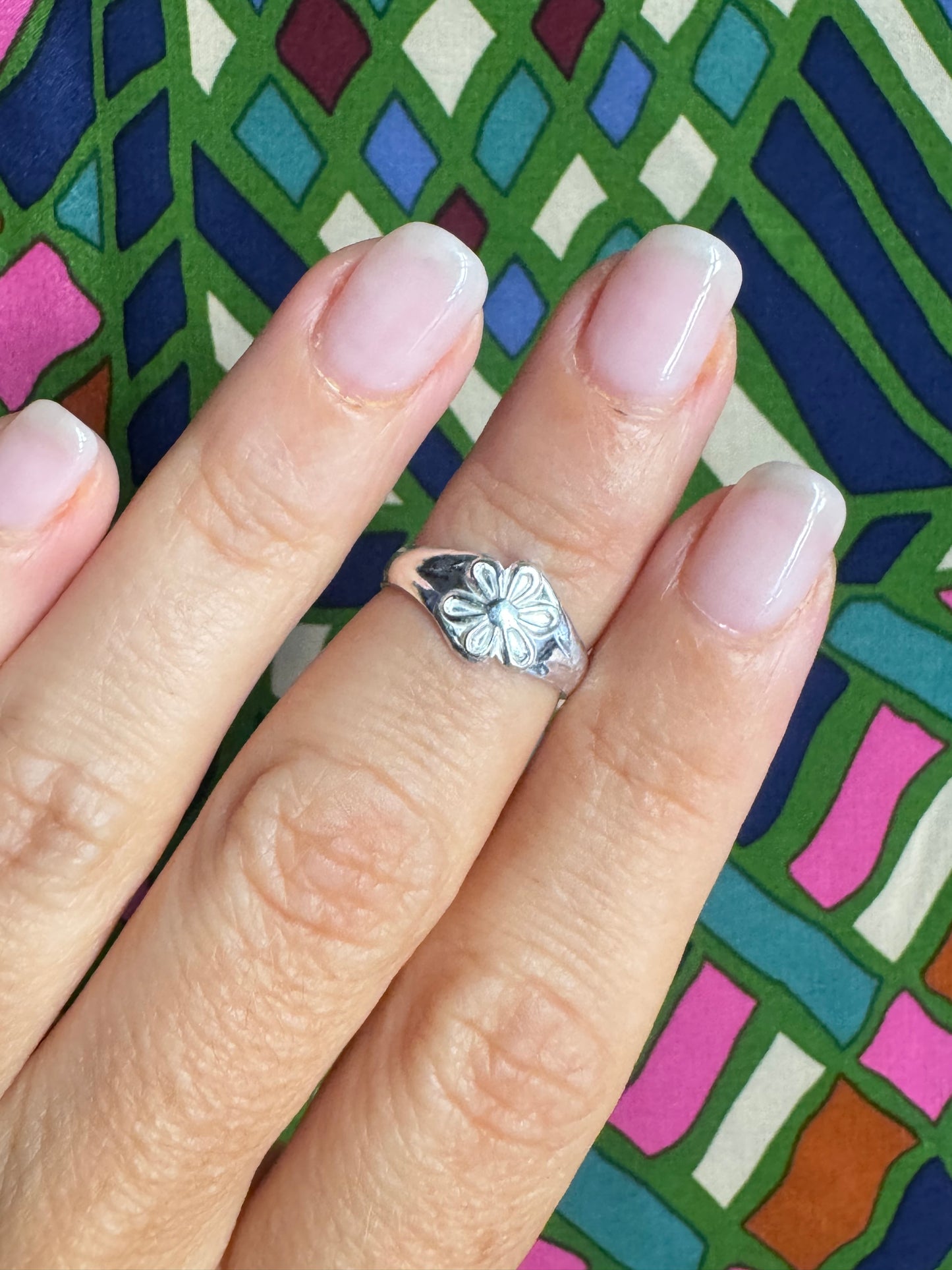 Anello argento 925 falange o piede regolabile fascia fiore 5