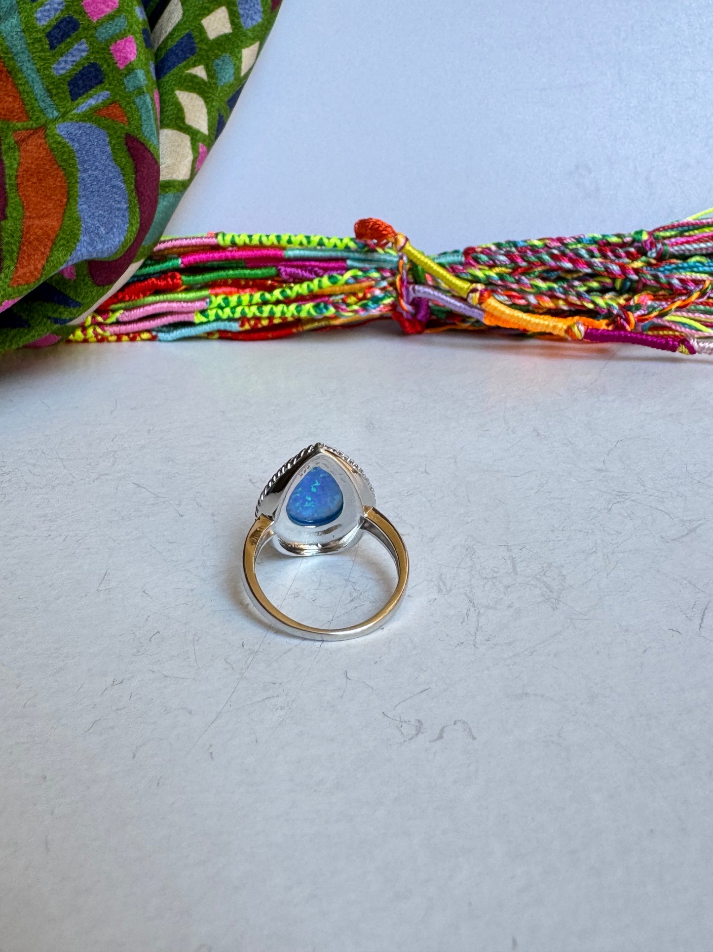Anello argento 925 opale blu misura 16 - 6OP