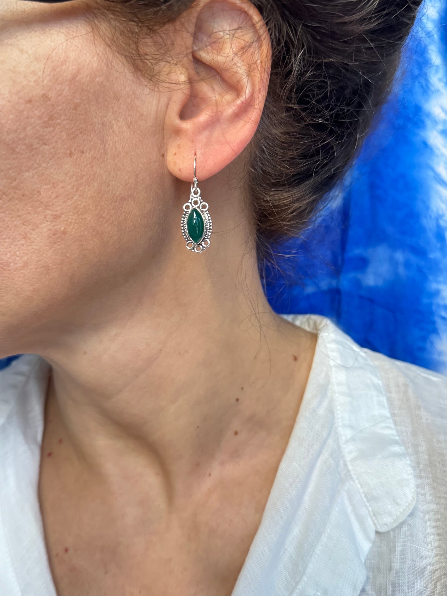 Orecchini argento925 onice verde A17