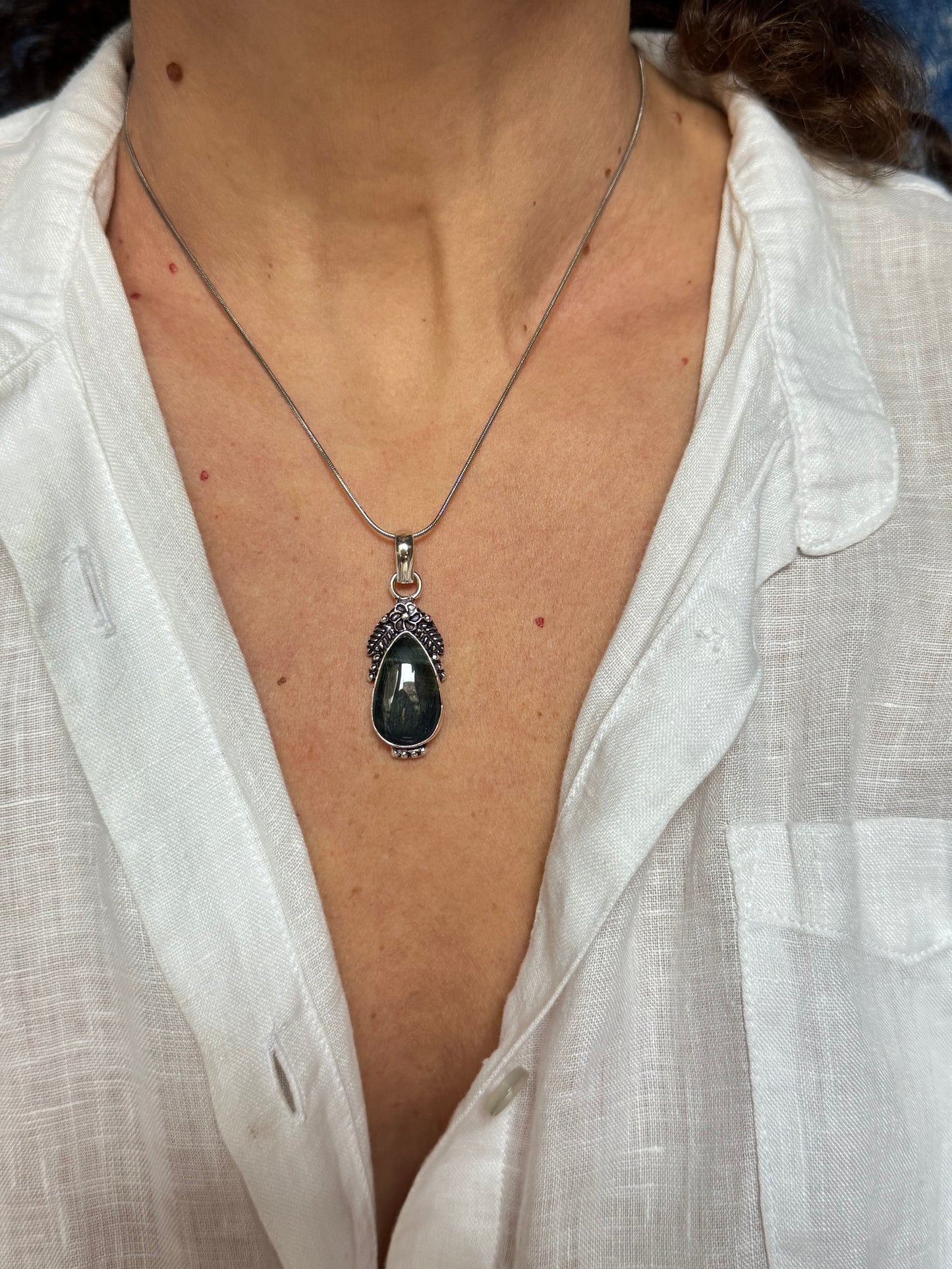 Ciondolo argentato labradorite