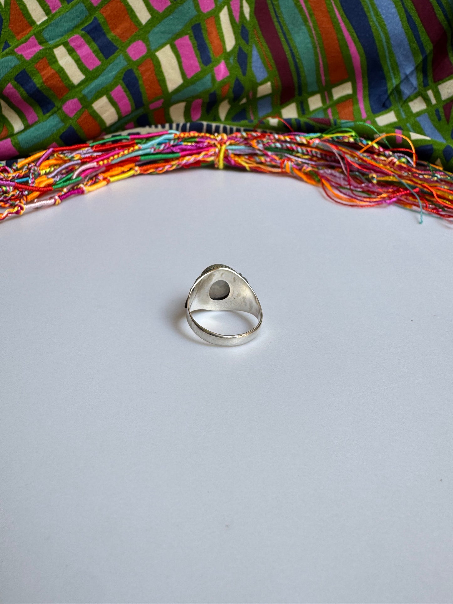 925 Silber Regenbogen Mondstein Ring Größe 19/20 - G6