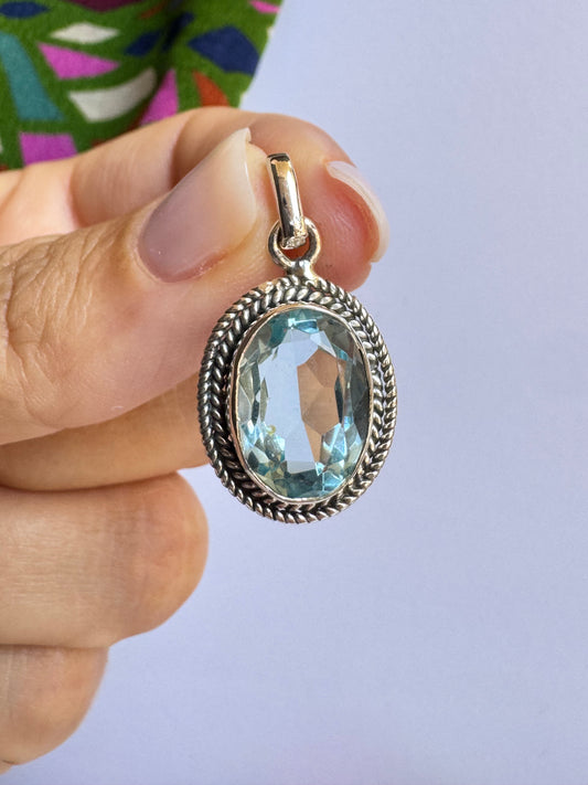 Ciondolo pendente argento 925 acquamarina 35K