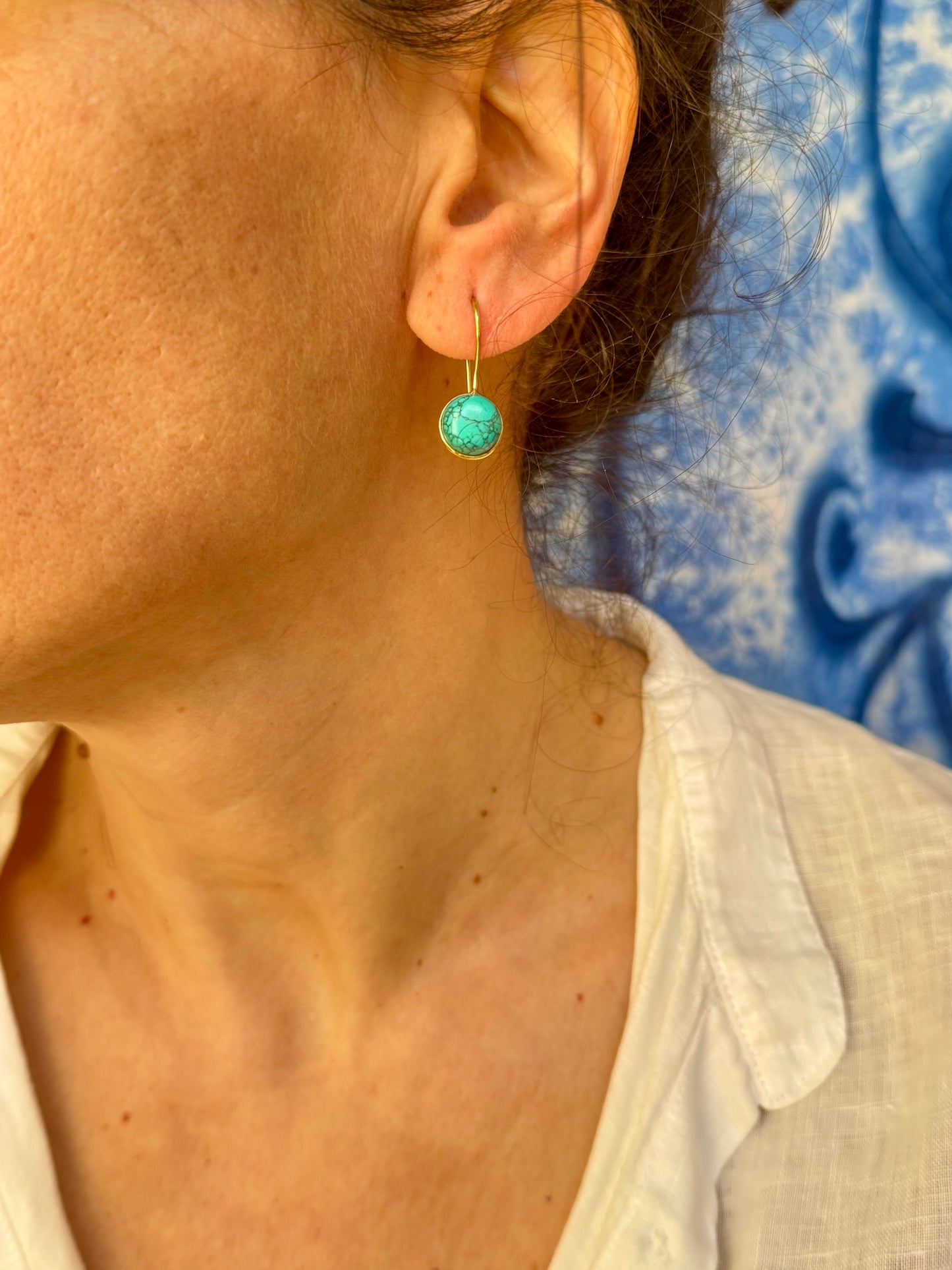 Orecchini boho dorato turchese