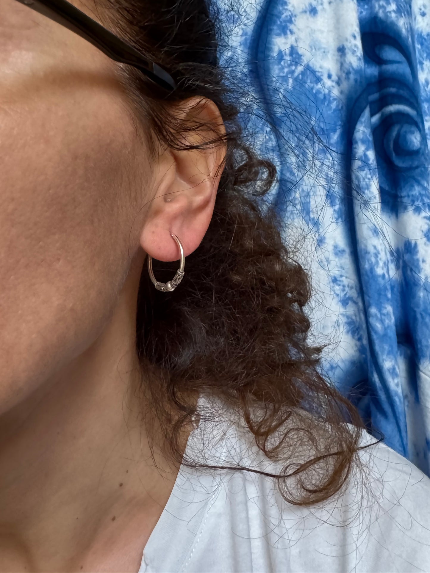 Orecchino cerchio boho argento 925 2cm W33 difettato