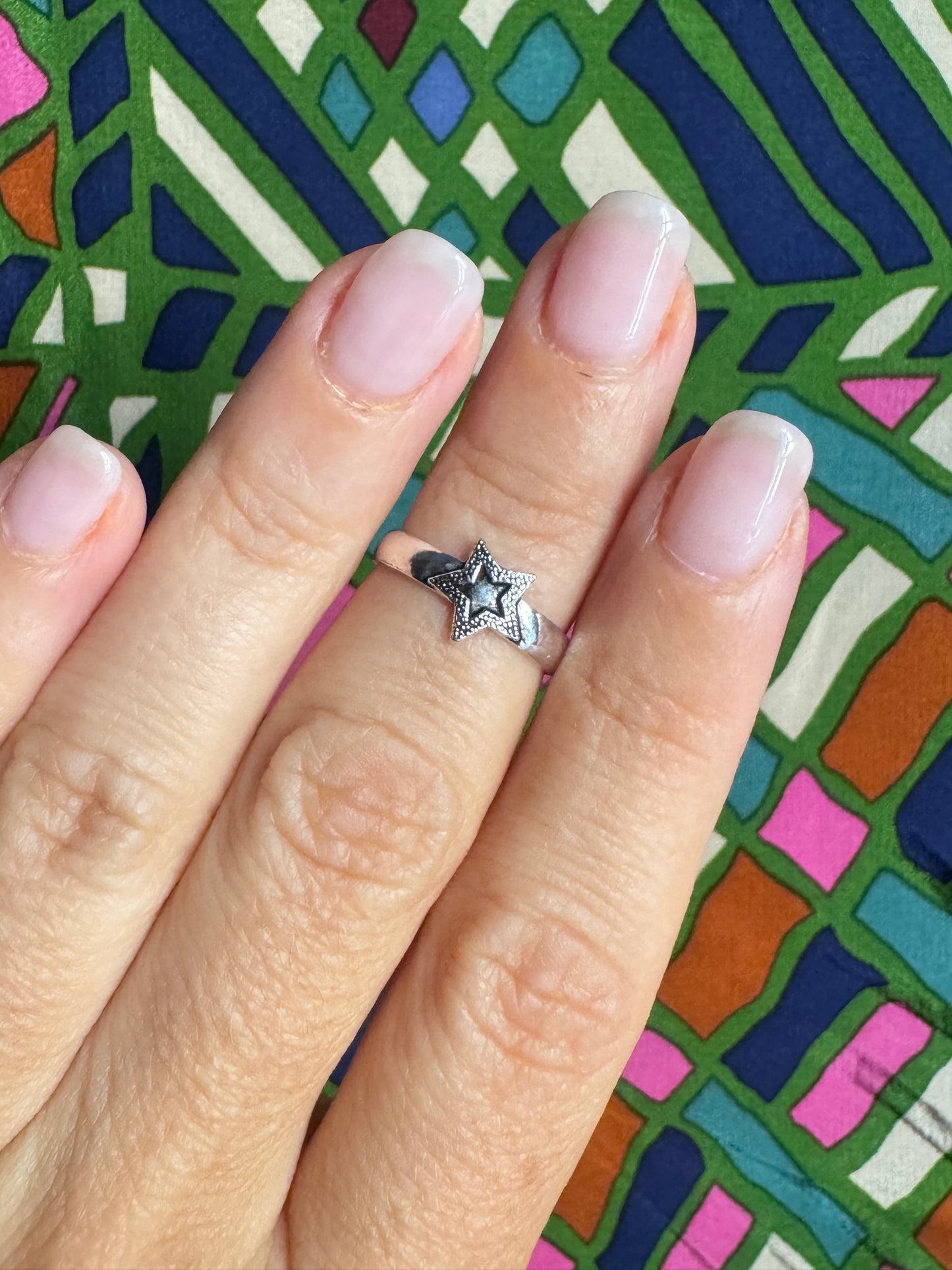 925 Silberring mit verstellbarem Fingerglied oder Fuß, Sternband 3