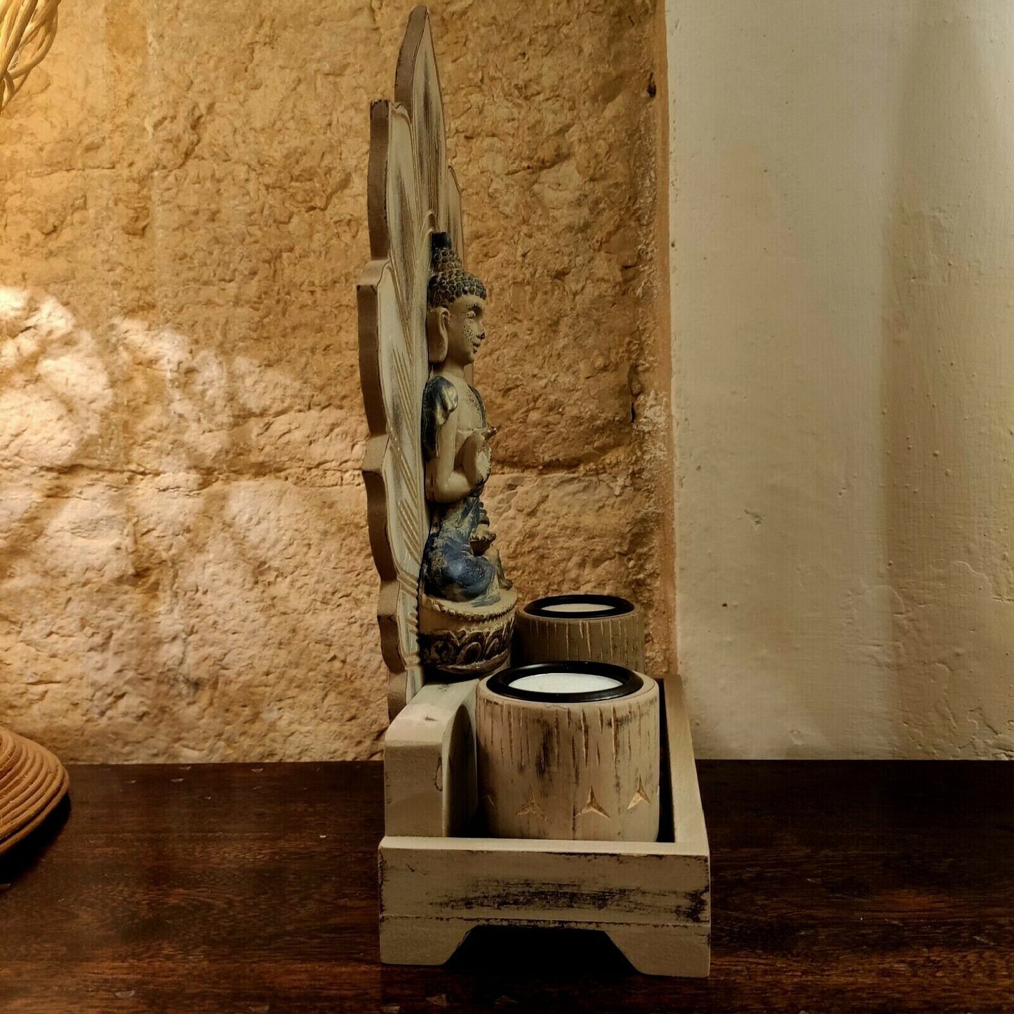 Temple altar zen garden with Buddha India