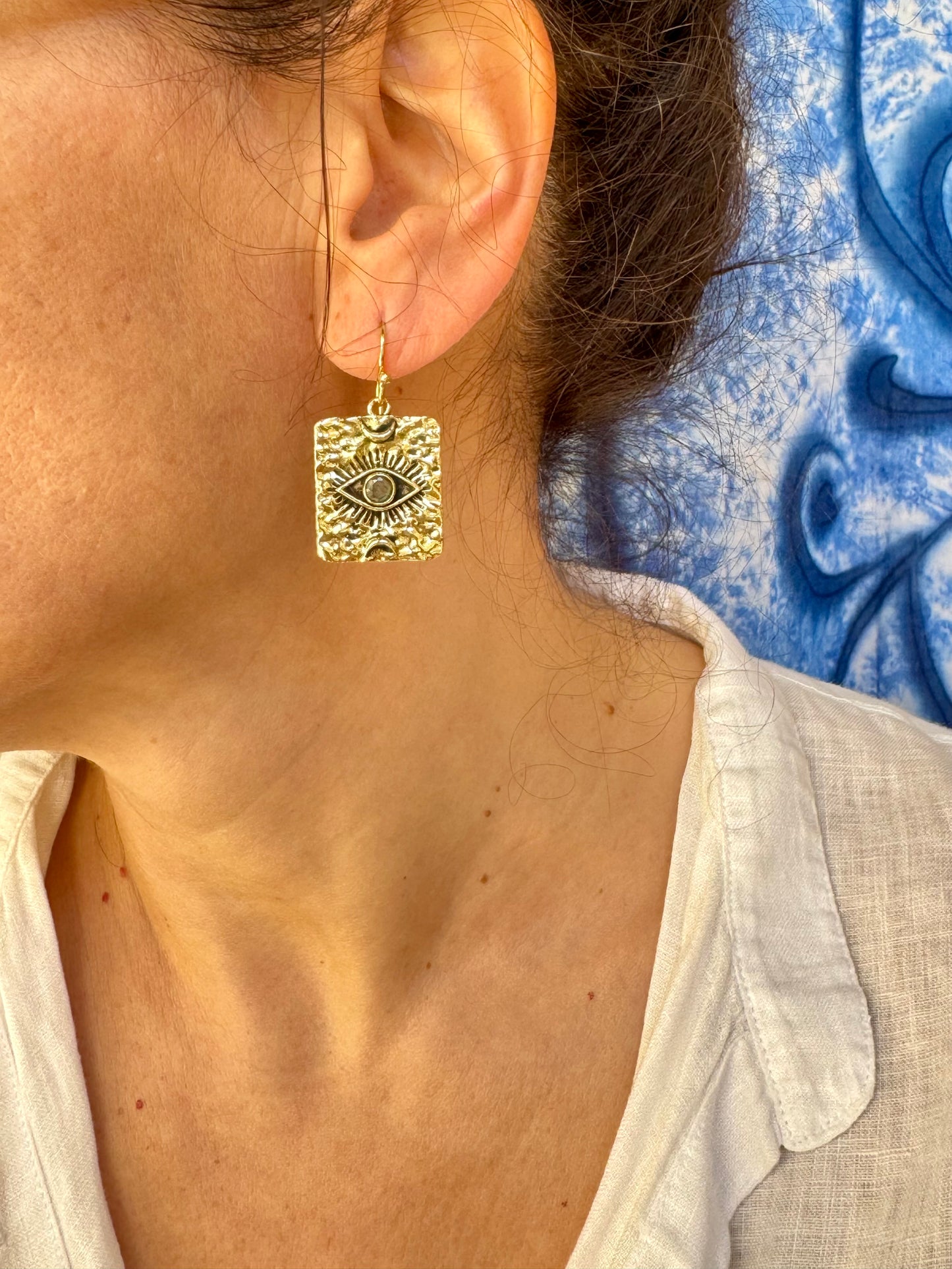 Orecchini boho dorato occhio labradorite