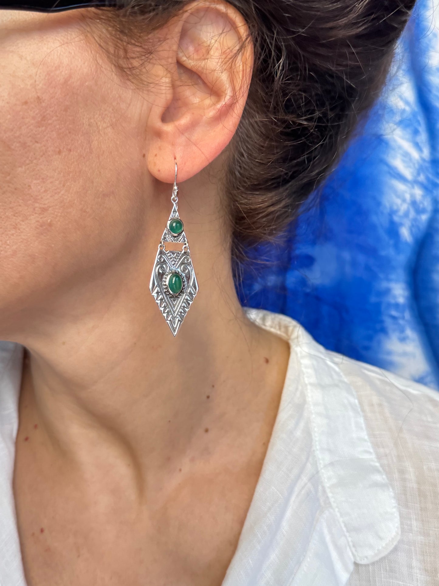 Orecchini argento925 onice verde A20