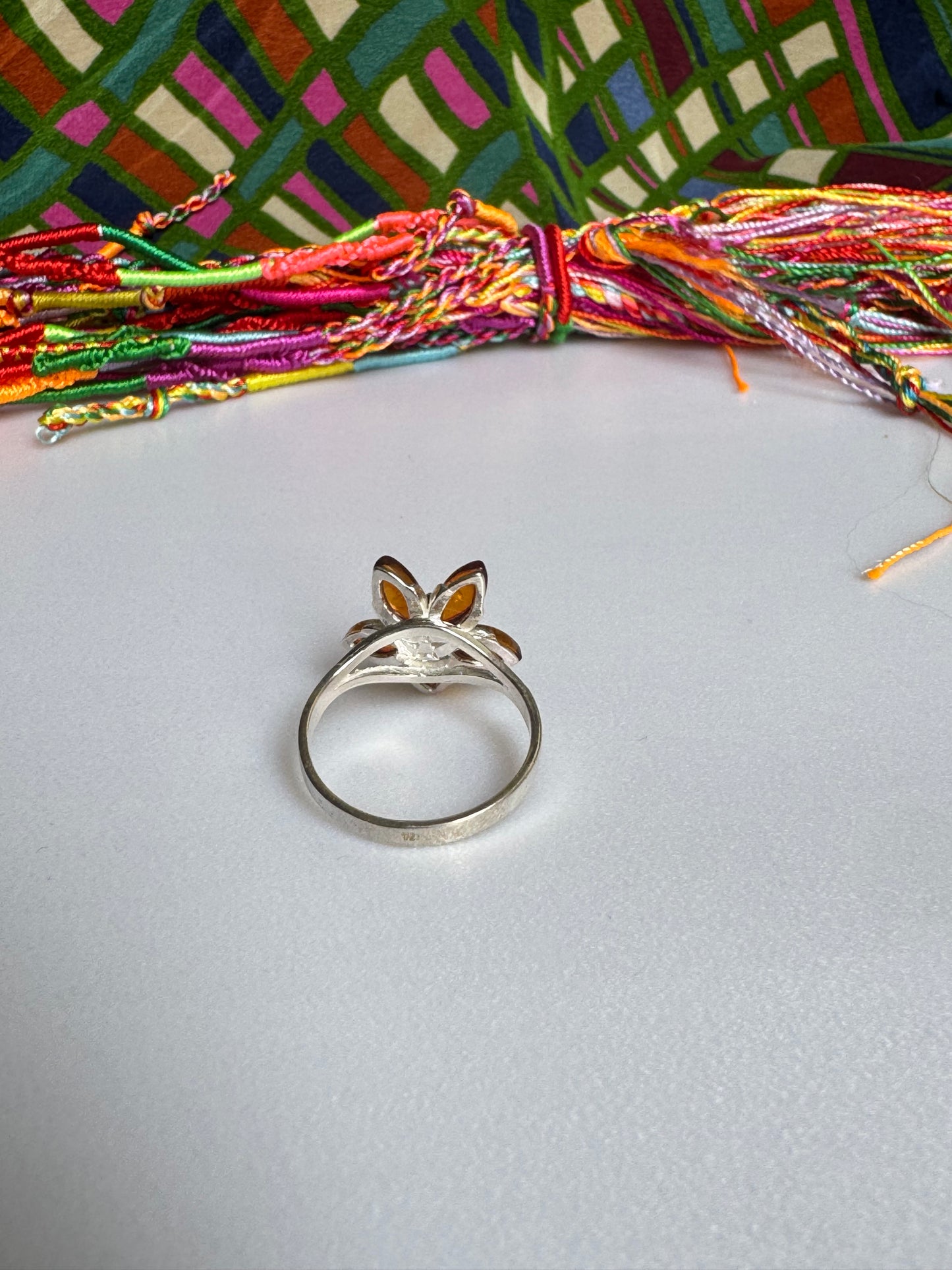 925 silver amber ring size 22 49A