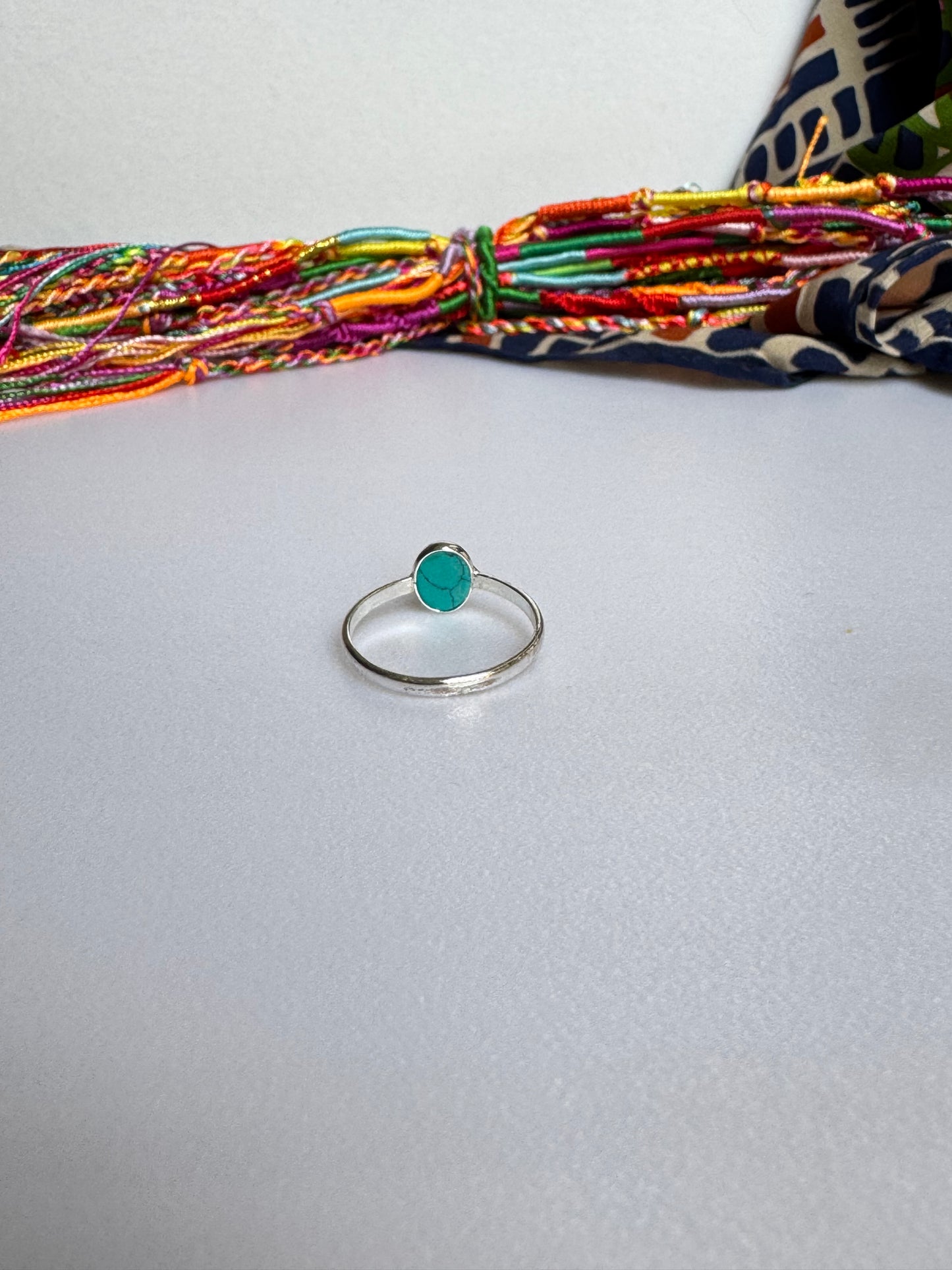 Anello argento 925 turquenite howlite turchese misura 17/18 23WE