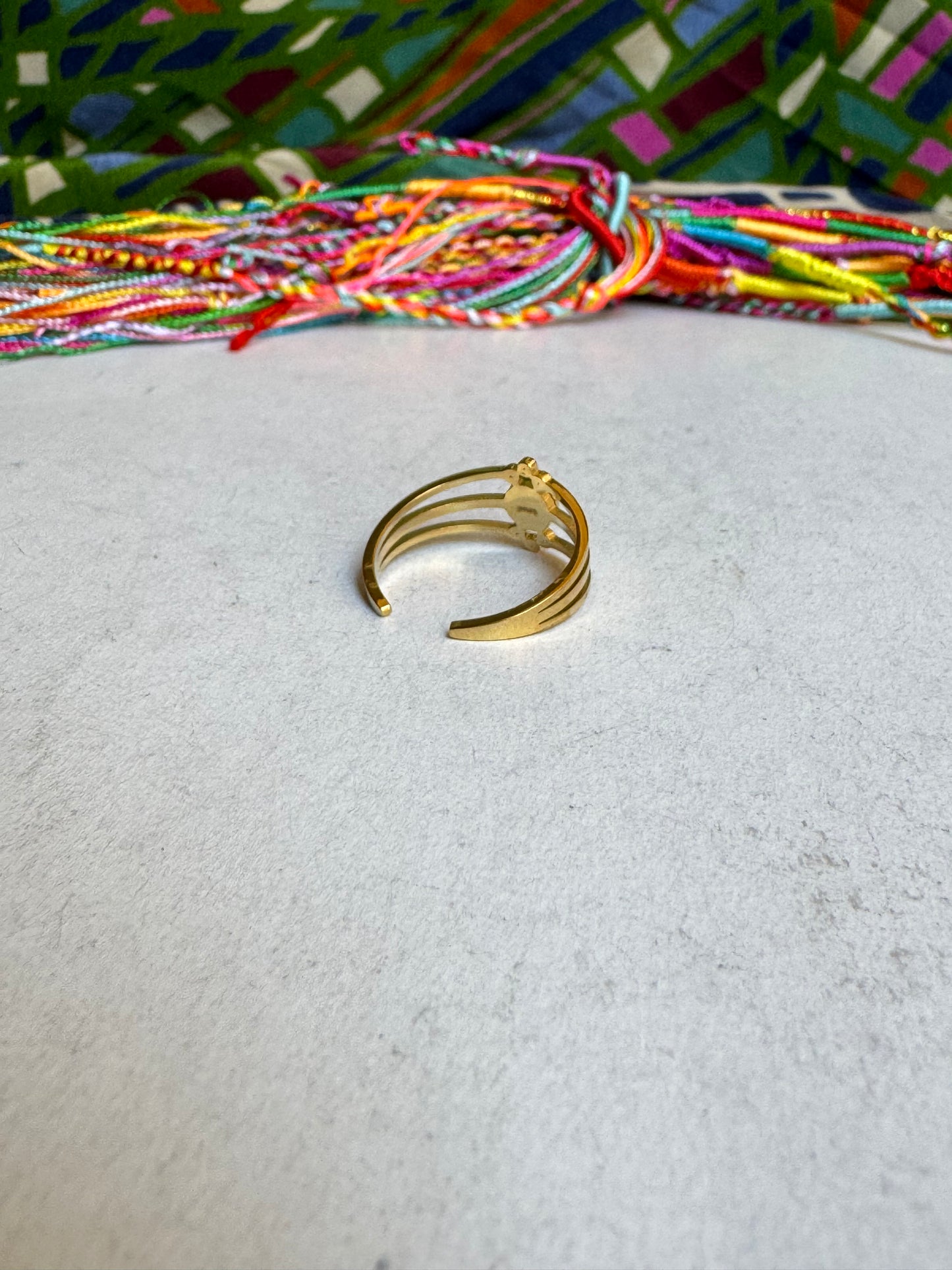 Gray golden steel ring