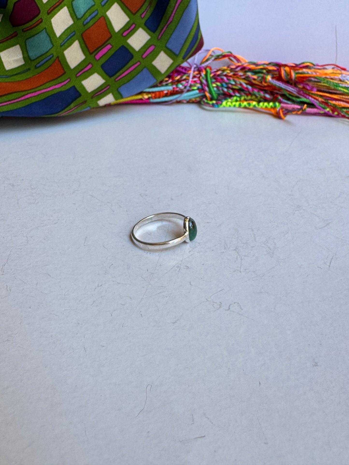 Anello argento 925 malachite misura 15 8WE difettato