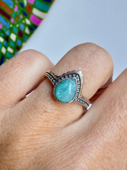 Anello argento 925 amazzonite misura 10 - 2AMA