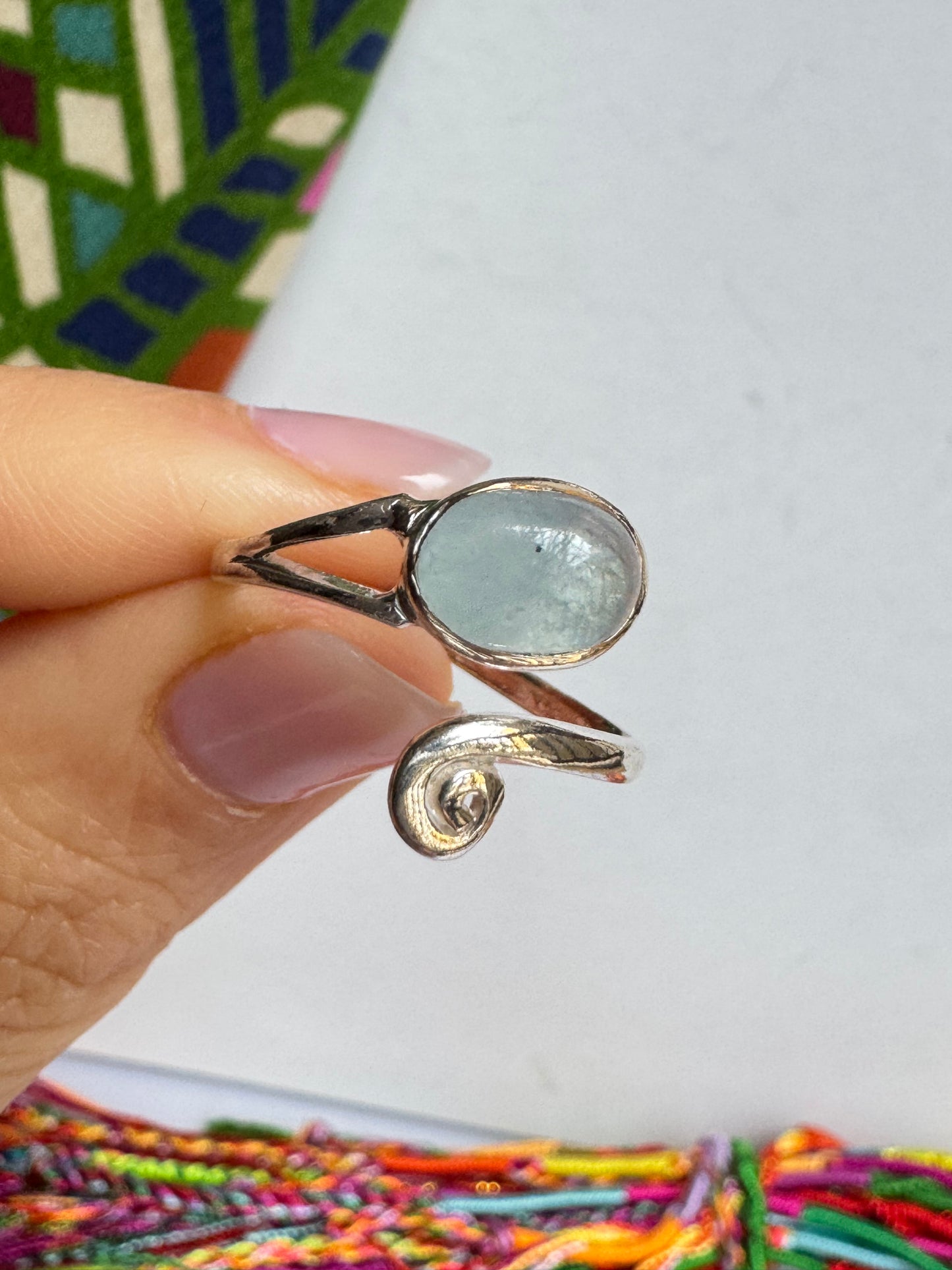 Anello argento 925 regolabile acquamarina misura 16 - 1SZ