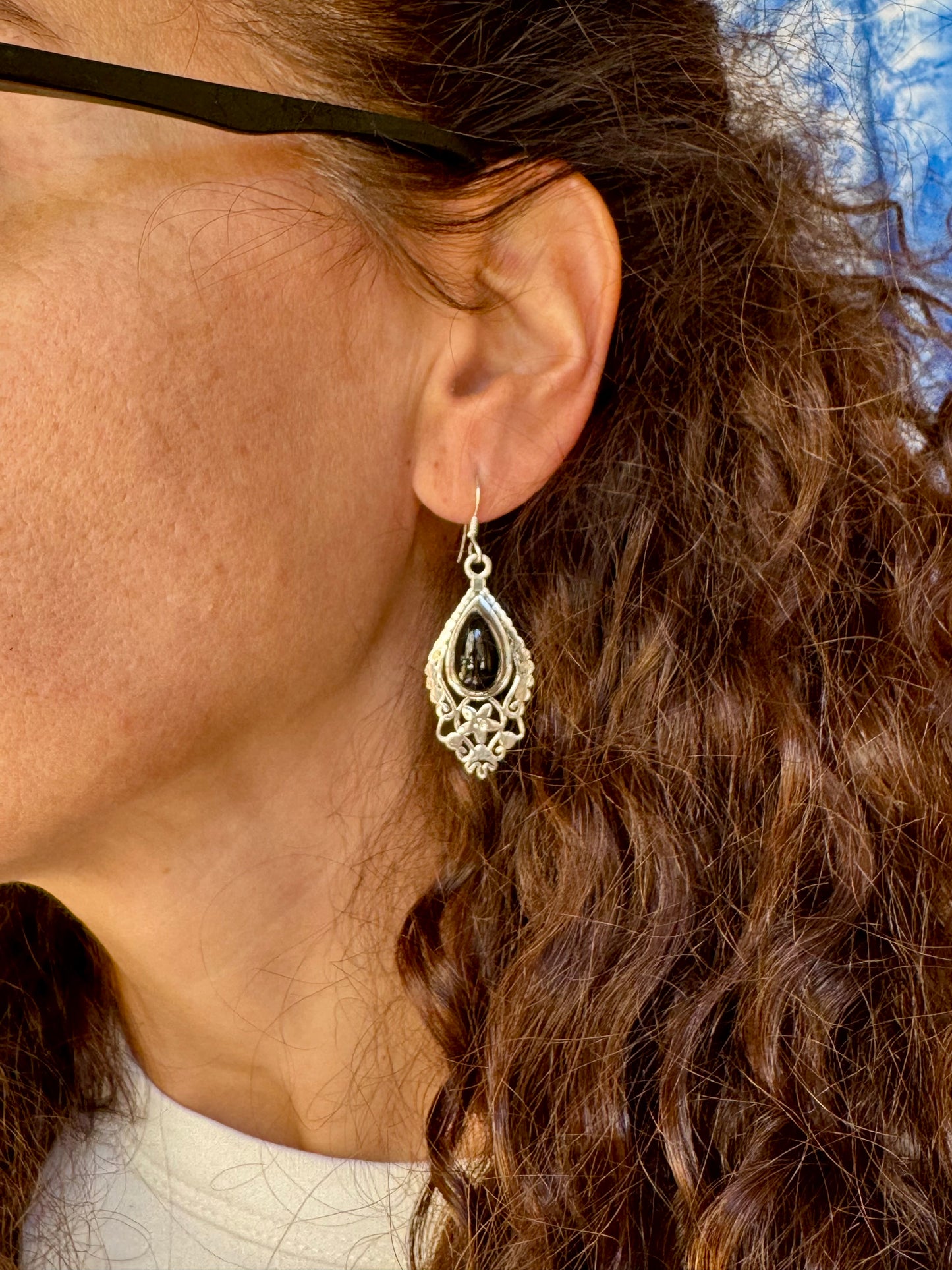 925 silver earrings with black onyx D14