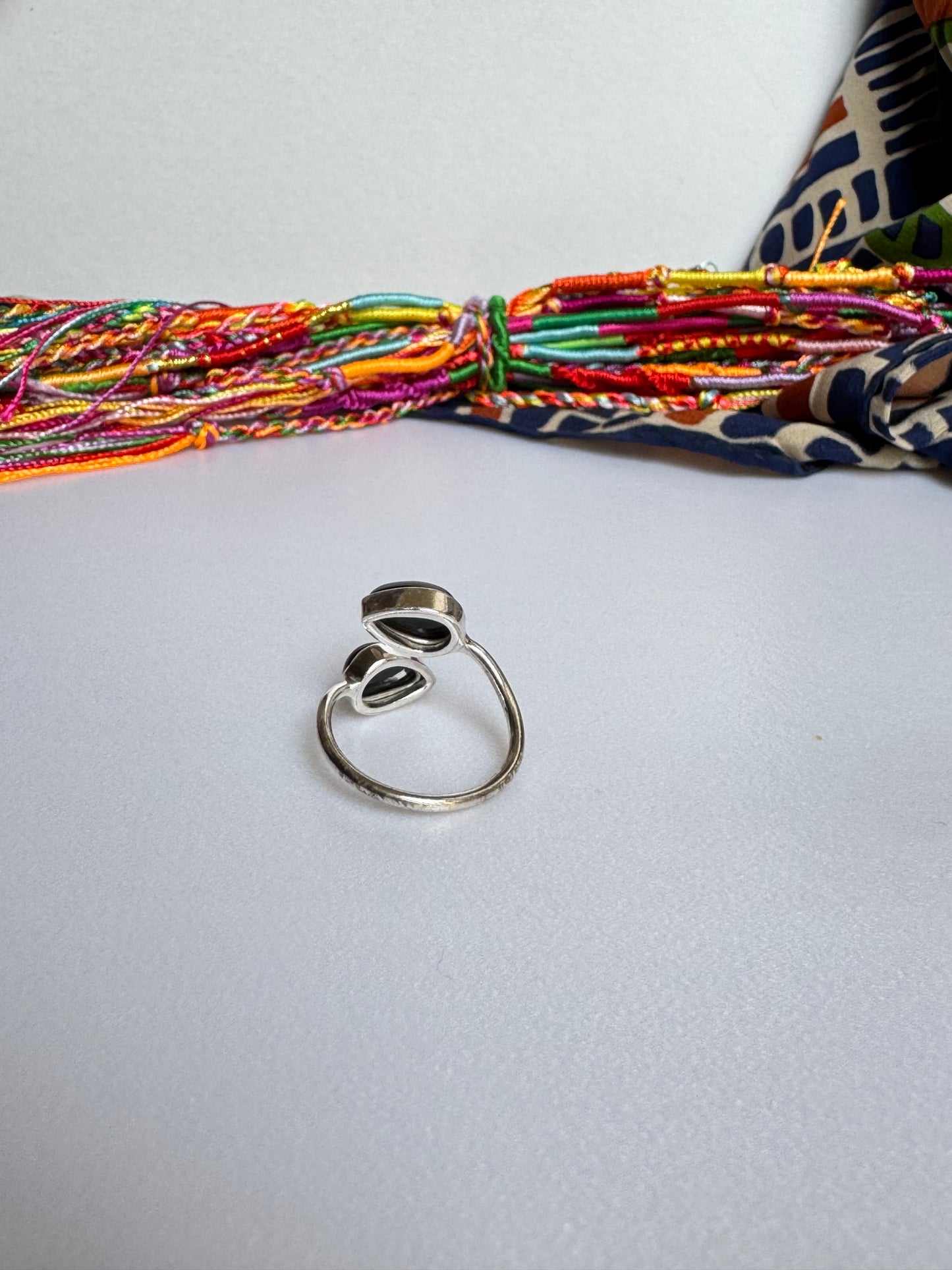 Anello argento 925 onice nero regolabile misura 16 - 3ON