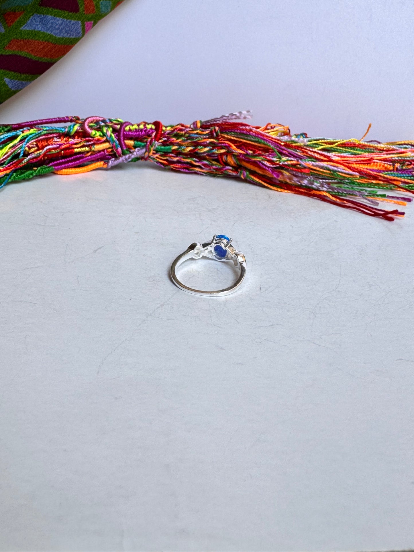 Anello argento 925 rana opale blu misura 19/20 7OP
