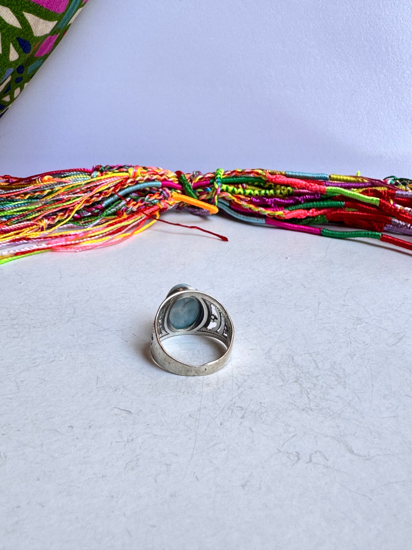 Anello argento 925 larimar misura 18/19 - 4UM