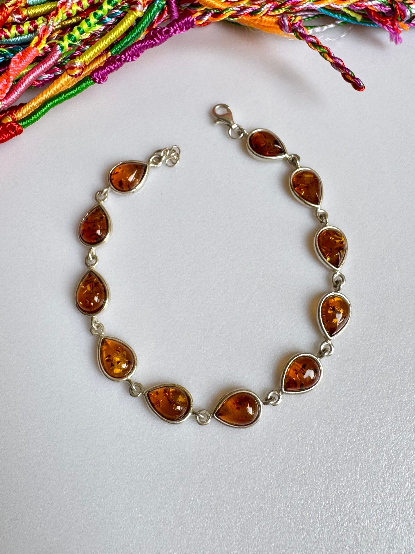 Armband aus 925er Silber und Bernstein 9AB