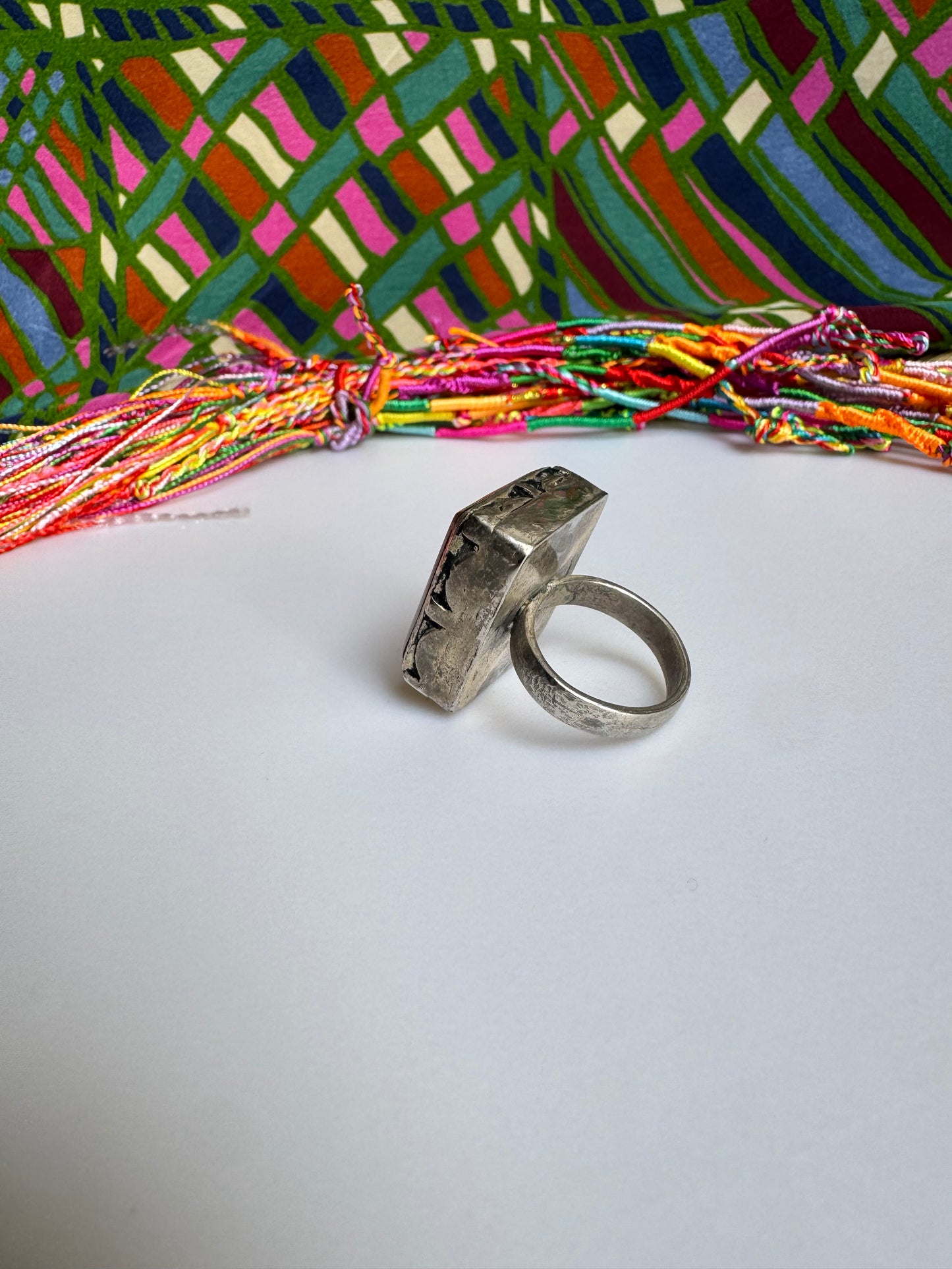 Antique vintage agate stone ring