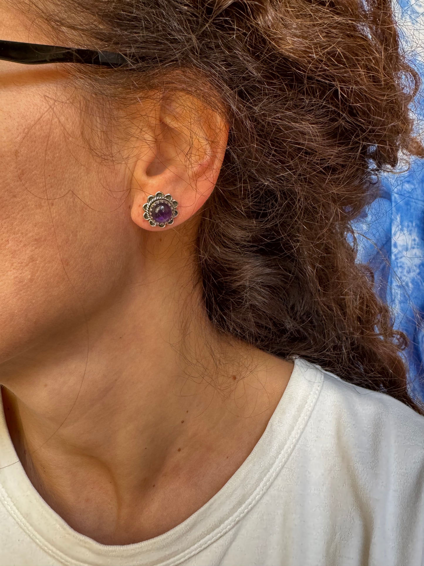 925 silver amethyst stud earrings