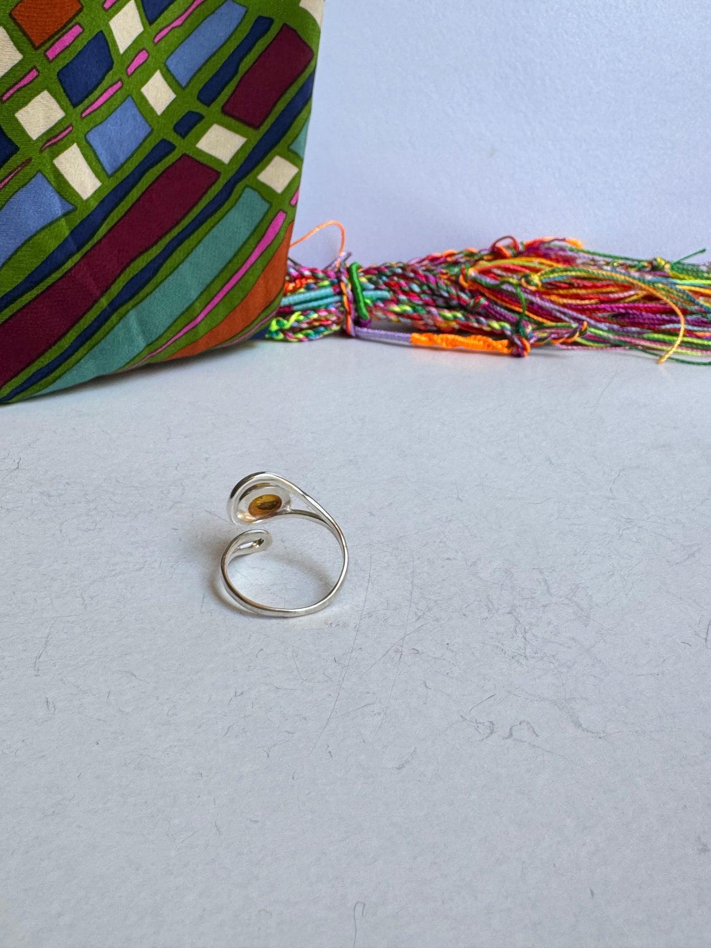 Anello argento 925 ambra misura 15 regolabile 34AMB