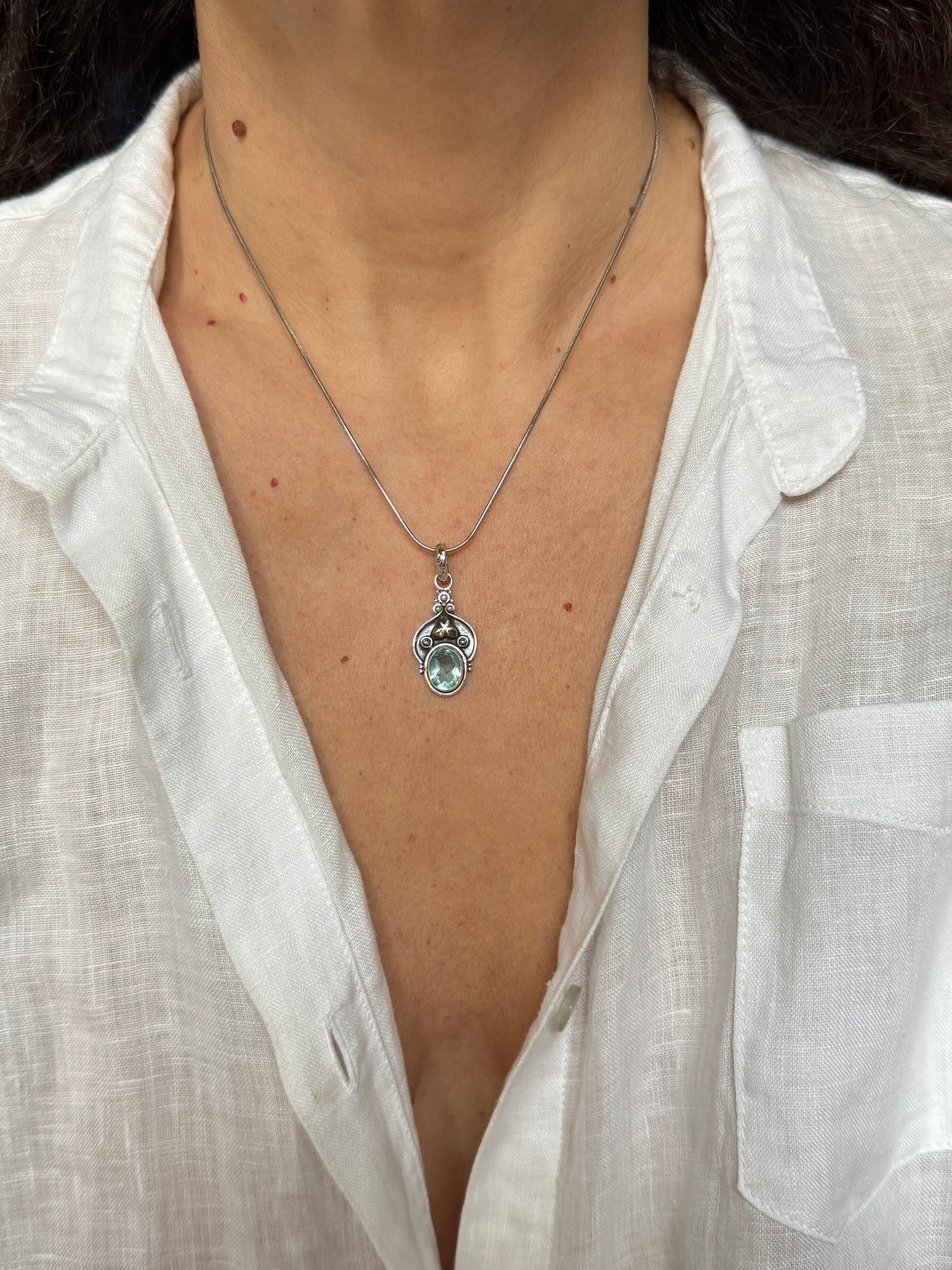 Ciondolo argento 925 acquamarina V17