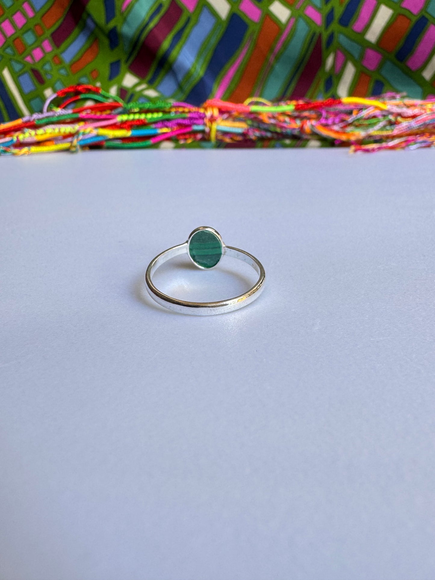 925 Silber Malachit Ring Größe 16 - F45