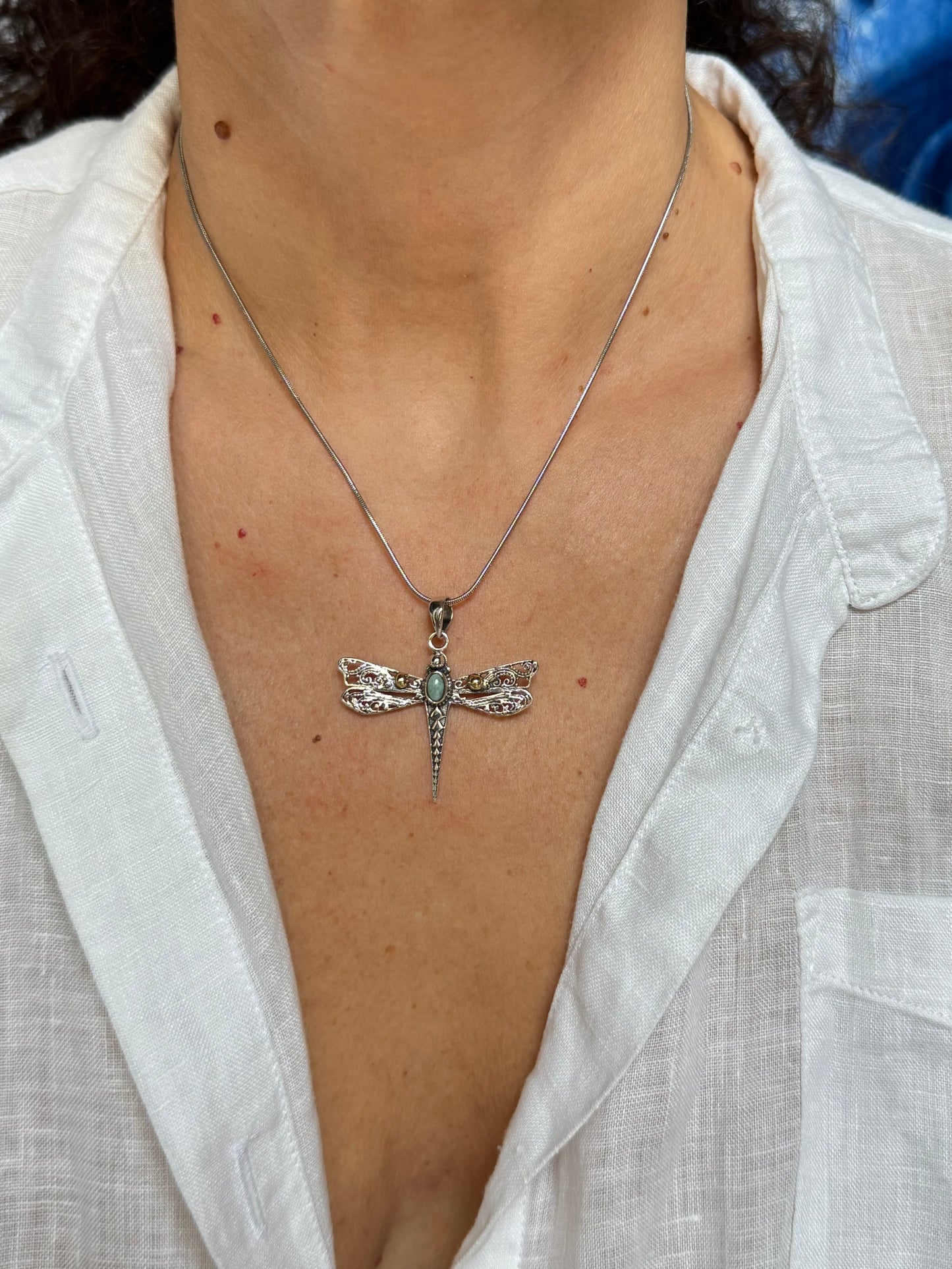 925 silver larimar pendant F30