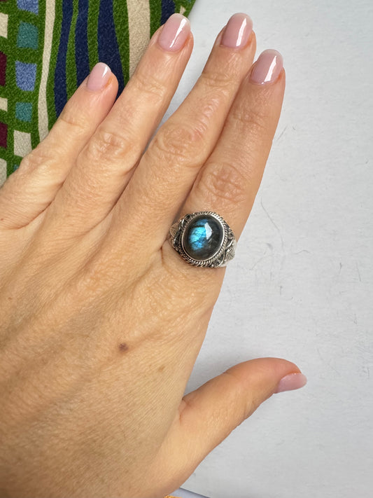 Anello argento 925 labradorite misura 17/18 - 30SZ