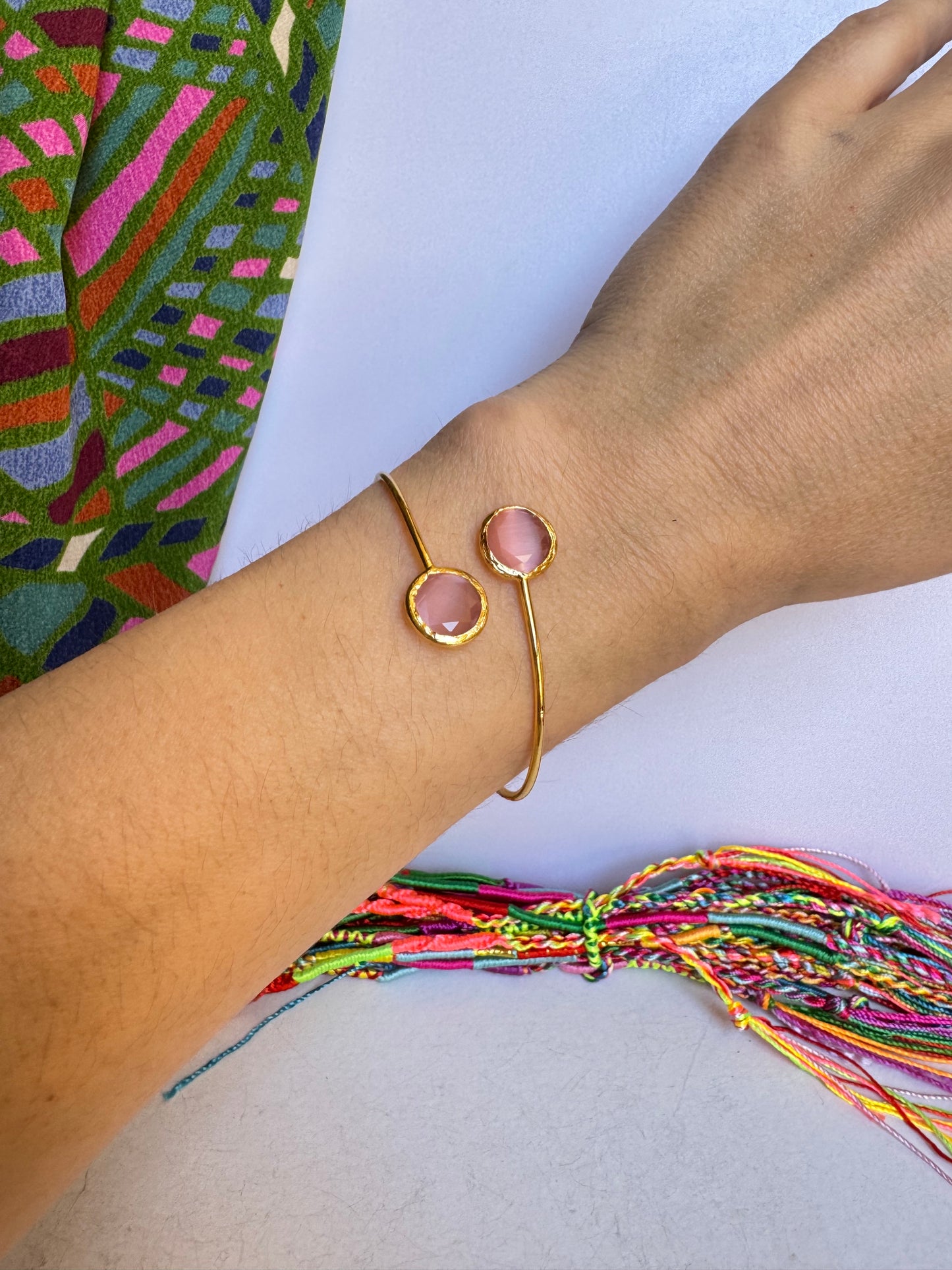 Bracciale pietra tondo rosa