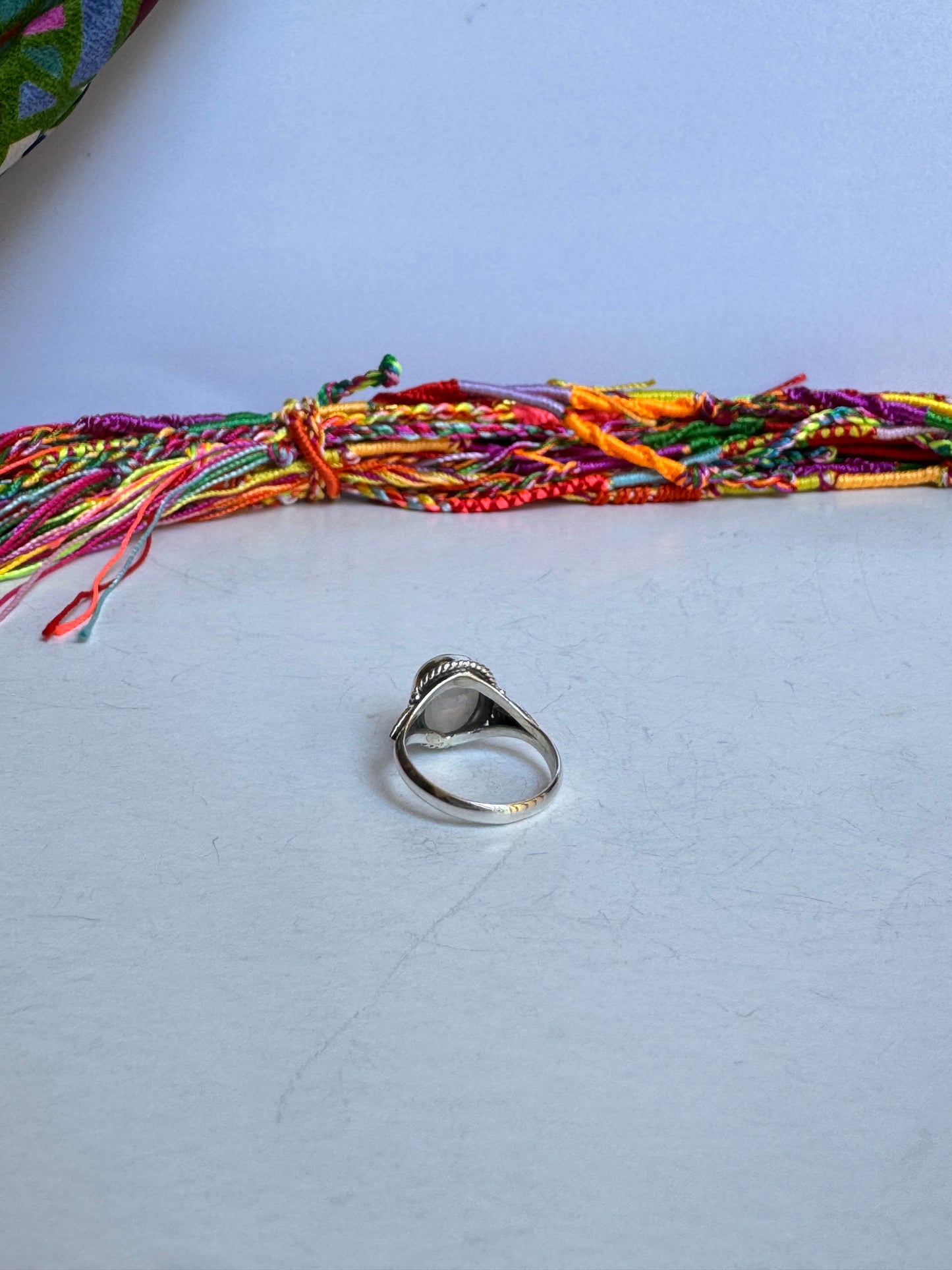 Anello argento 925 Pietra di luna arcobaleno misura 12 - 14UM