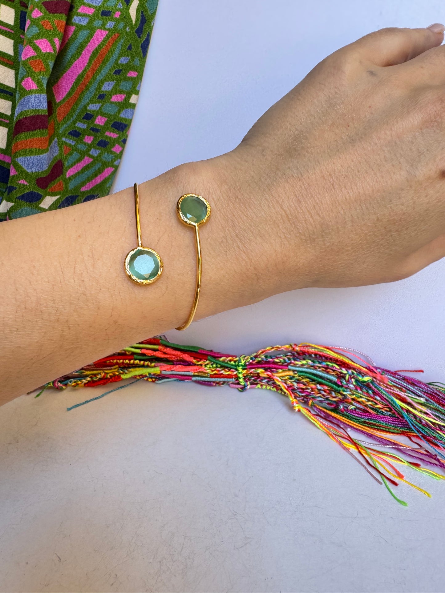 Bracciale pietra tondo verde chiaro
