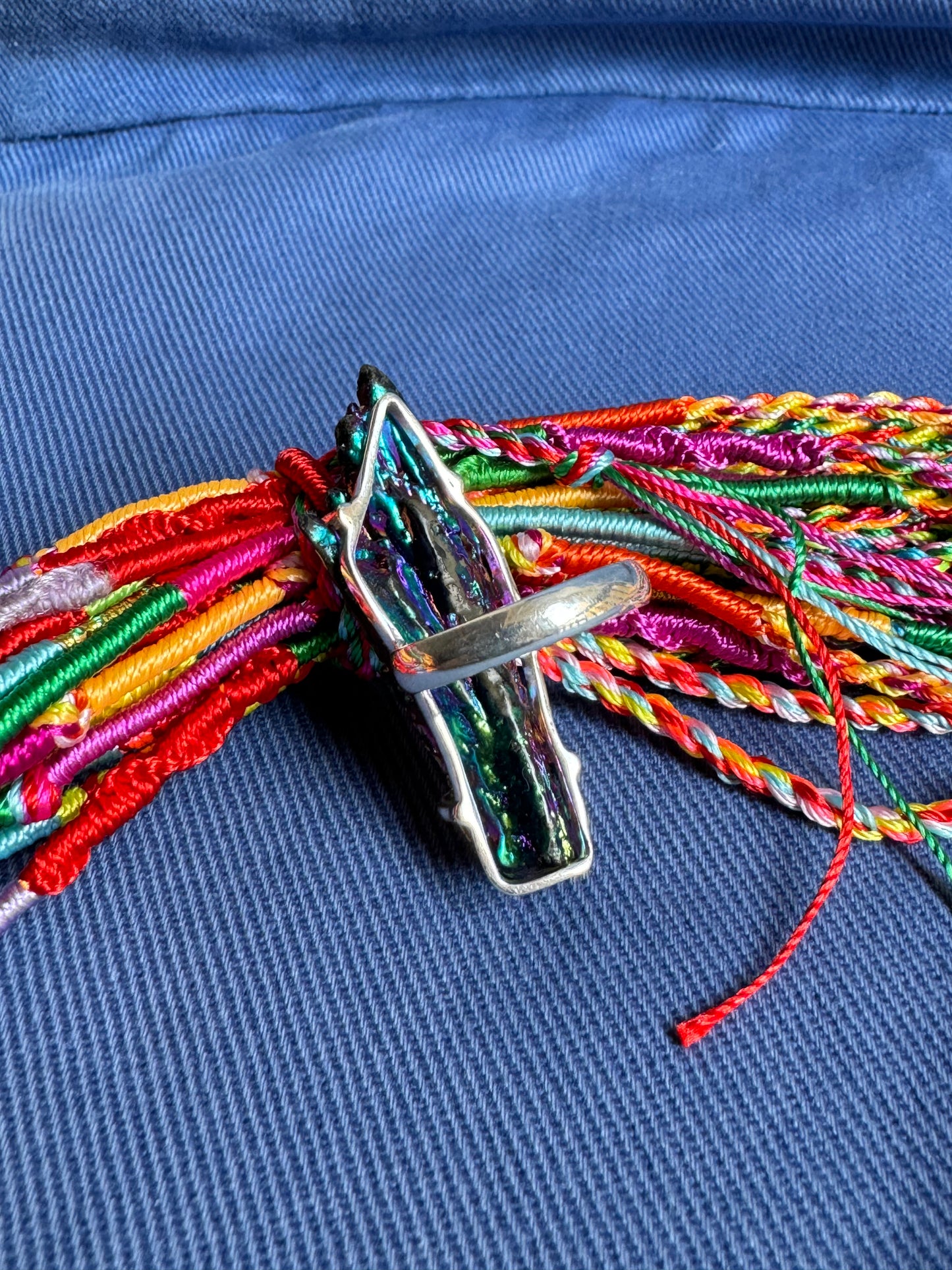 925 Regenbogen-Kyanit-Silberring ky2