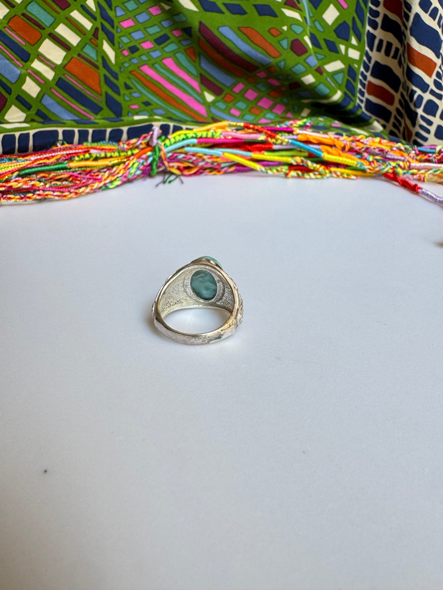 925 Silber Larimar Ring Größe 16/17 X84