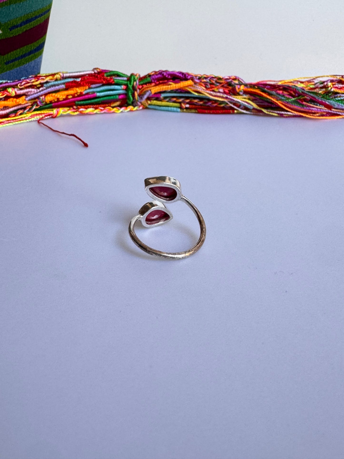 Anello argento 925 radice di rubino regolabile da misura 17 M6