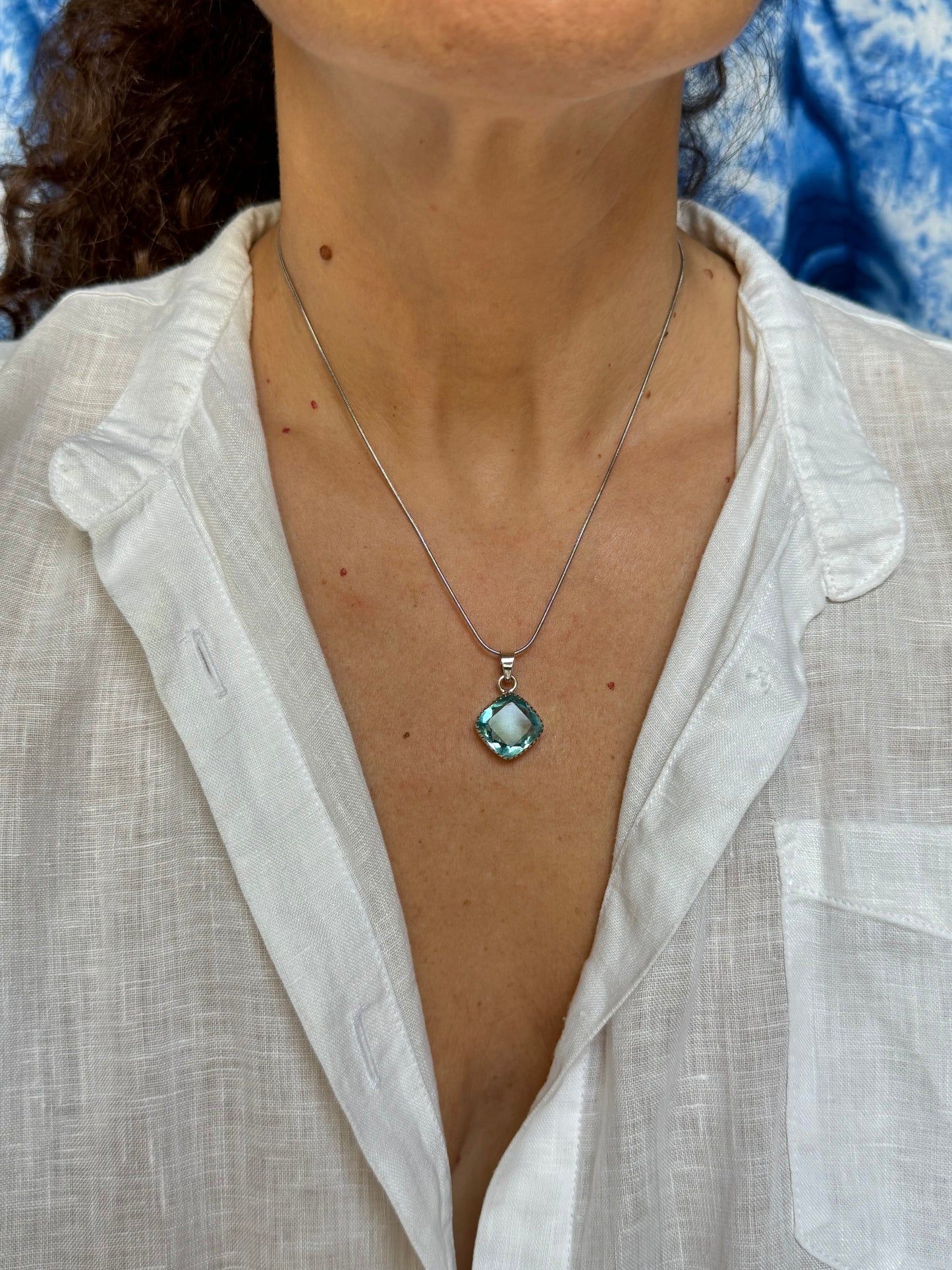 925 silver aquamarine pendant F21