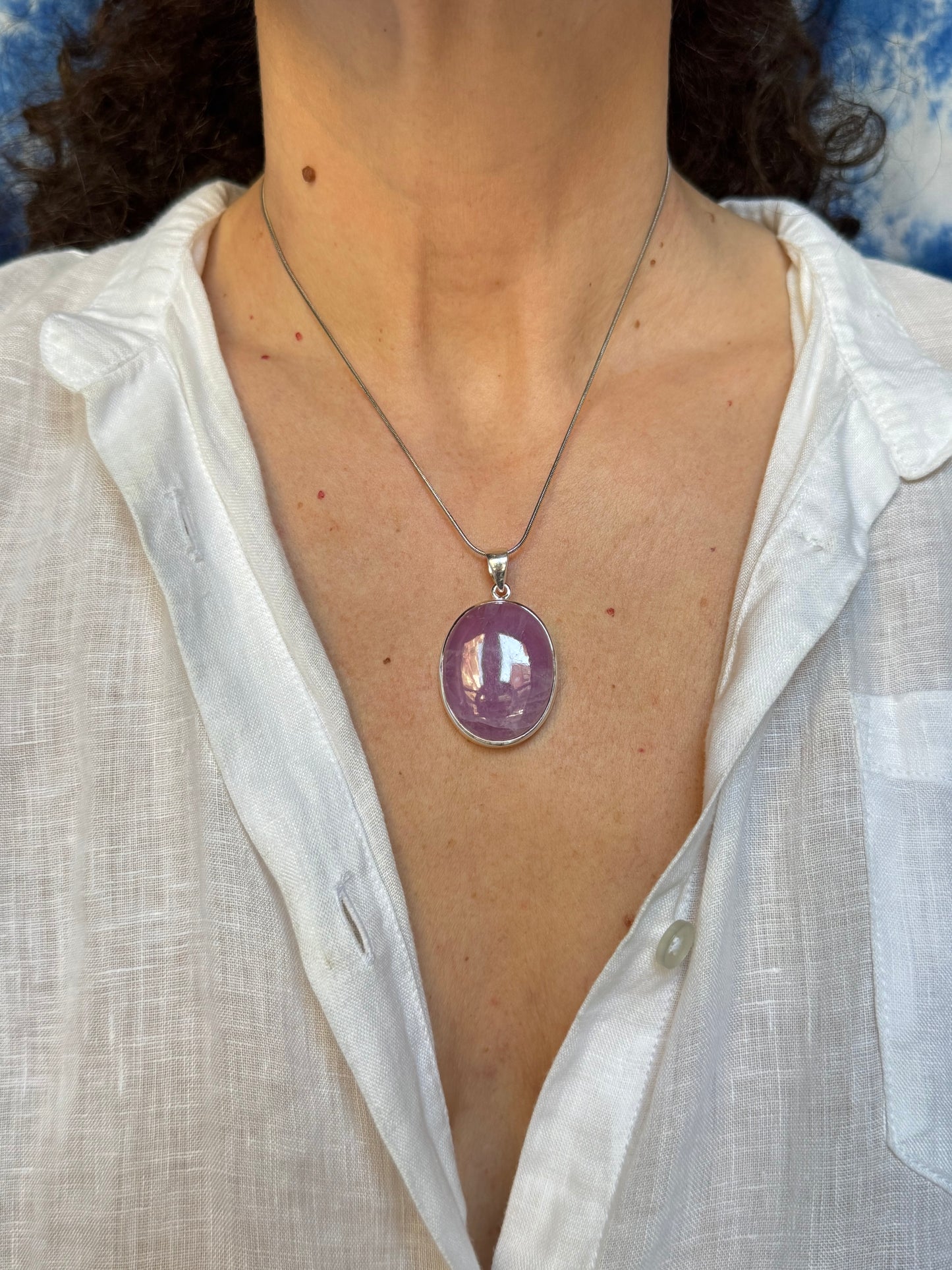 Ciondolo pendente argento 925 kunzite 21K