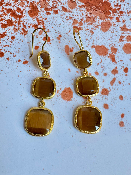 3 stone hazelnut earrings